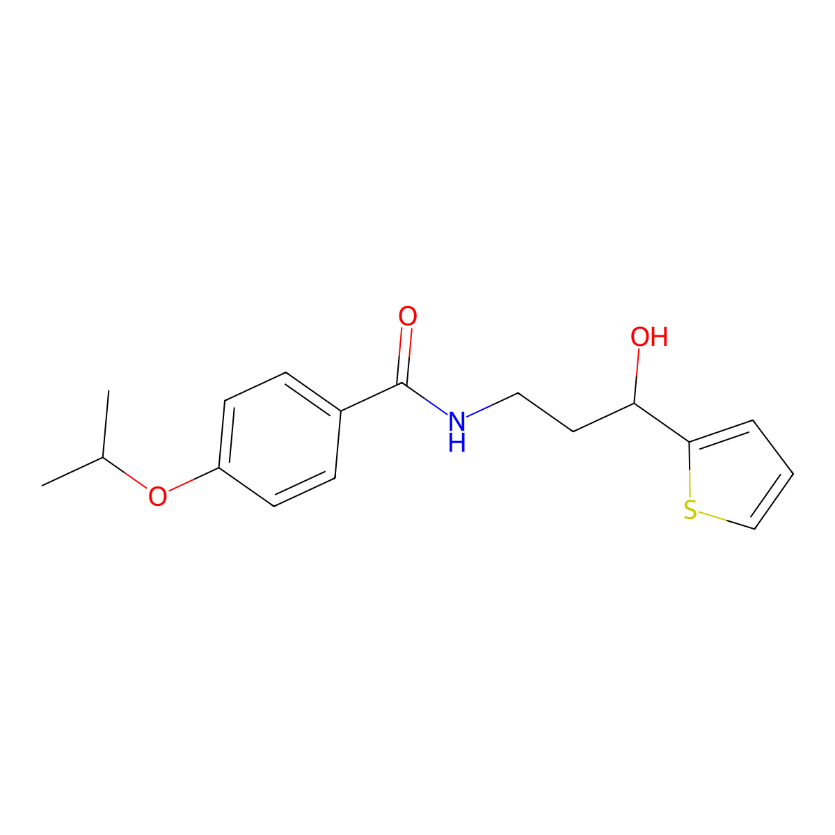 N-(3-hydroxy-3-(thiophen-2-yl)propyl)-4-isopropoxybenzamide molecular structure, CAS 1421483-68-2