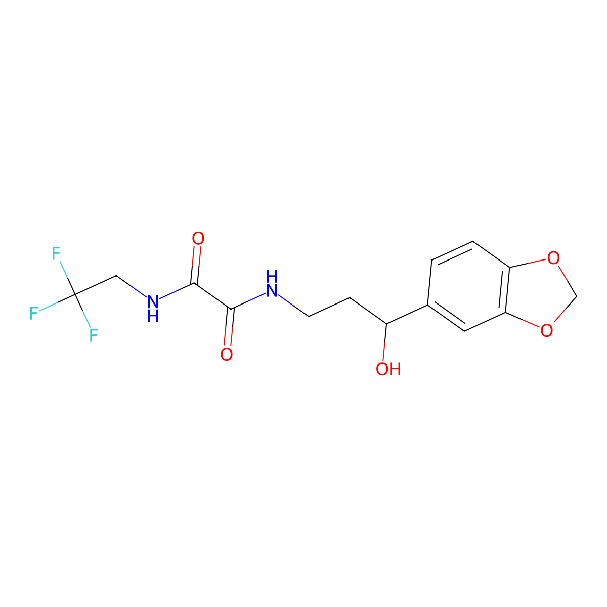 N1-(3-(benzo[d][1,3]dioxol-5-yl)-3-hydroxypropyl)-N2-(2,2,2-trifluoroethyl)oxalamide molecular structure, CAS 1421483-69-3