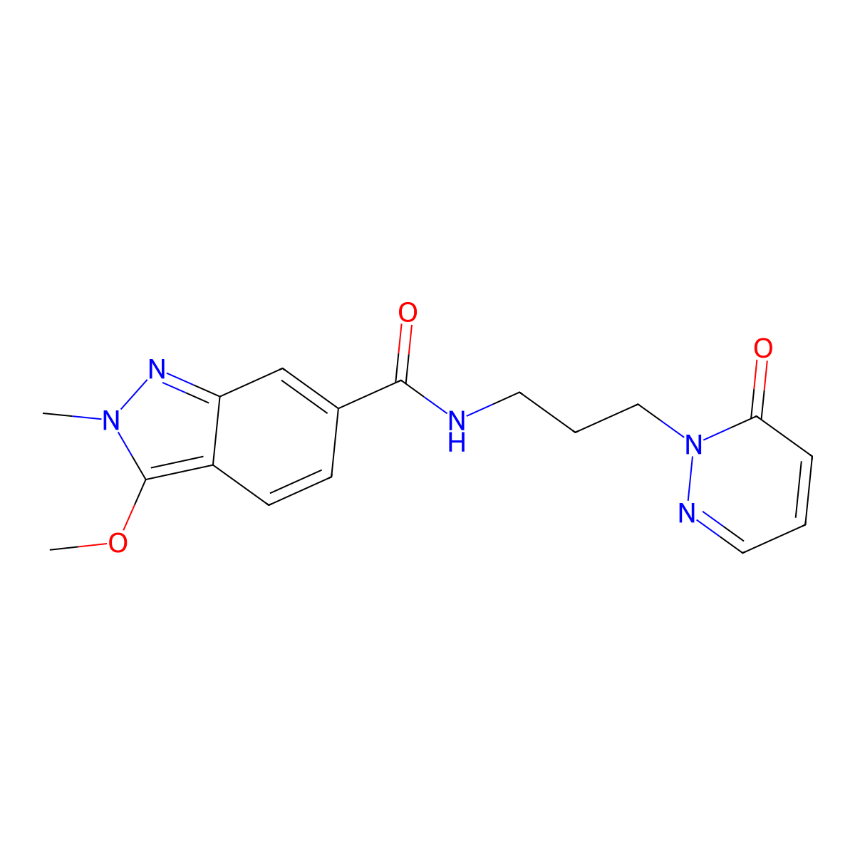 3-methoxy-2-methyl-N-(3-(6-oxopyridazin-1(6H)-yl)propyl)-2H-indazole-6-carboxamide molecular structure, CAS 1421483-72-8