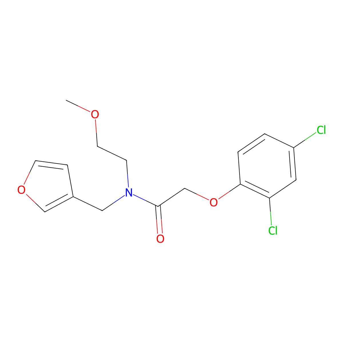 2-(2,4-dichlorophenoxy)-N-(furan-3-ylmethyl)-N-(2-methoxyethyl)acetamide molecular structure, CAS 1421483-75-1