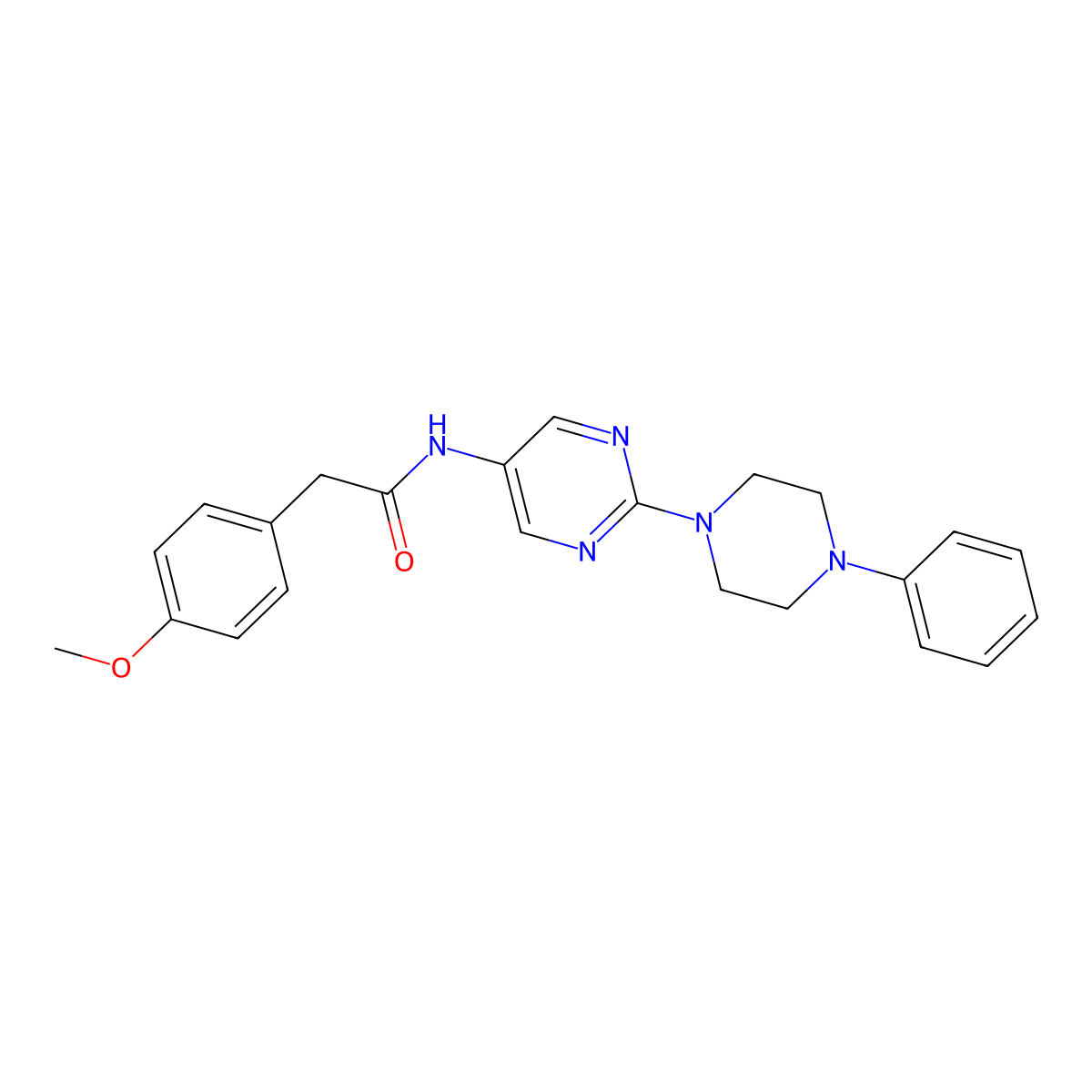 2-(4-Methoxyphenyl)-N-[2-(4-phenylpiperazin-1-YL)pyrimidin-5-YL]acetamide molecular structure, CAS 1421483-77-3