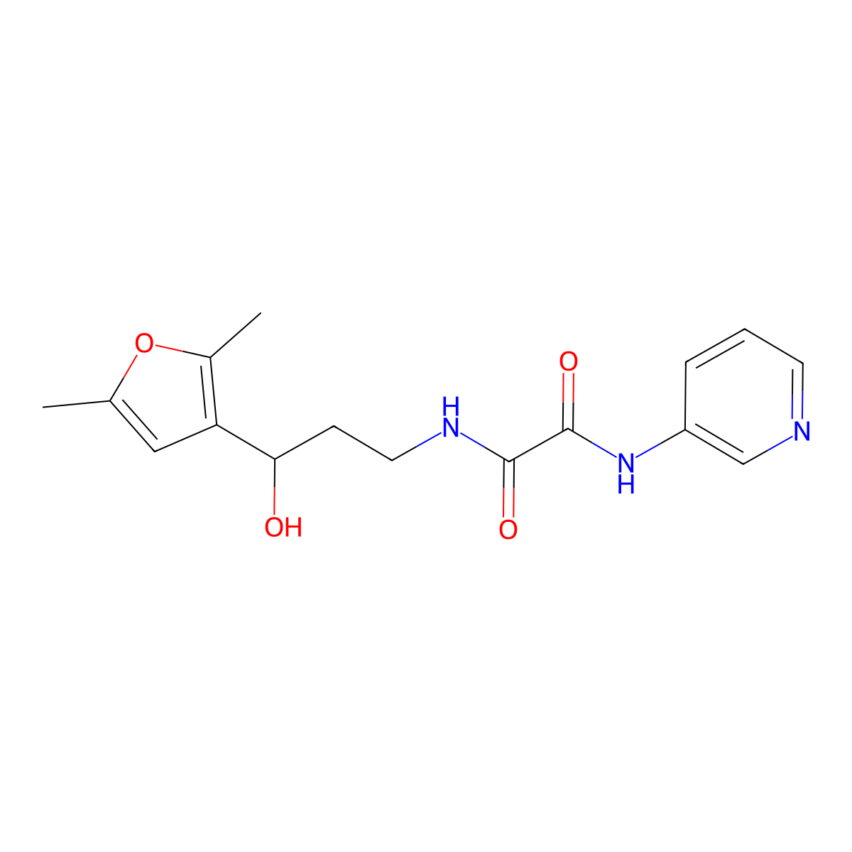N1-(3-(2,5-dimethylfuran-3-yl)-3-hydroxypropyl)-N2-(pyridin-3-yl)oxalamide molecular structure, CAS 1421483-81-9