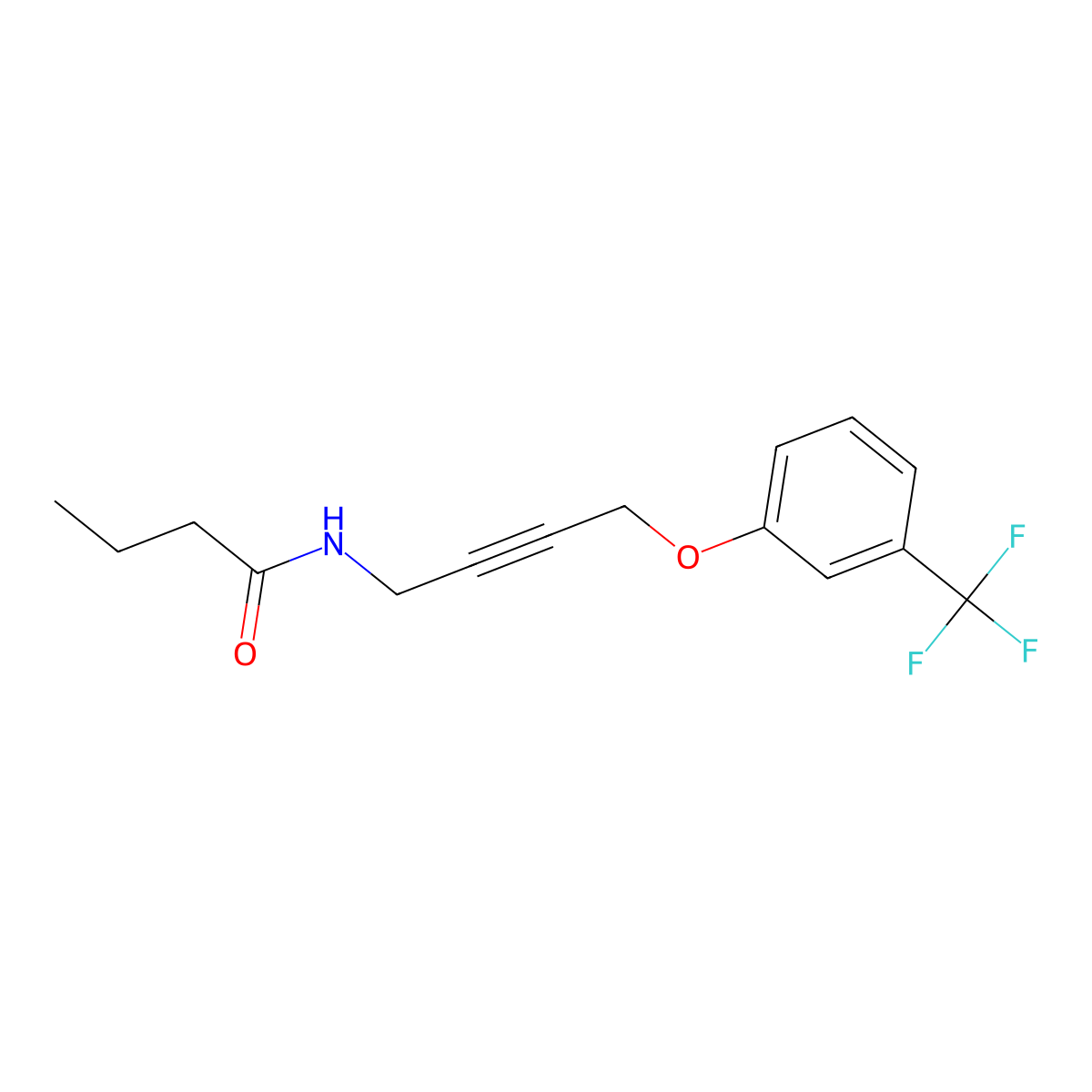 N-(4-(3-(trifluoromethyl)phenoxy)but-2-yn-1-yl)butyramide molecular structure, CAS 1421483-83-1