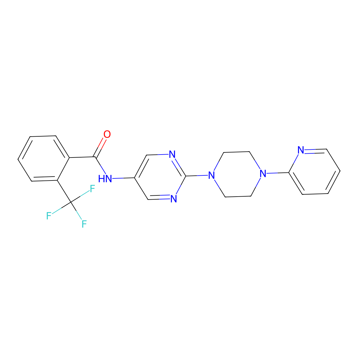 N-{2-[4-(Pyridin-2-YL)piperazin-1-YL]pyrimidin-5-YL}-2-(trifluoromethyl)benzamide molecular structure, CAS 1421483-84-2