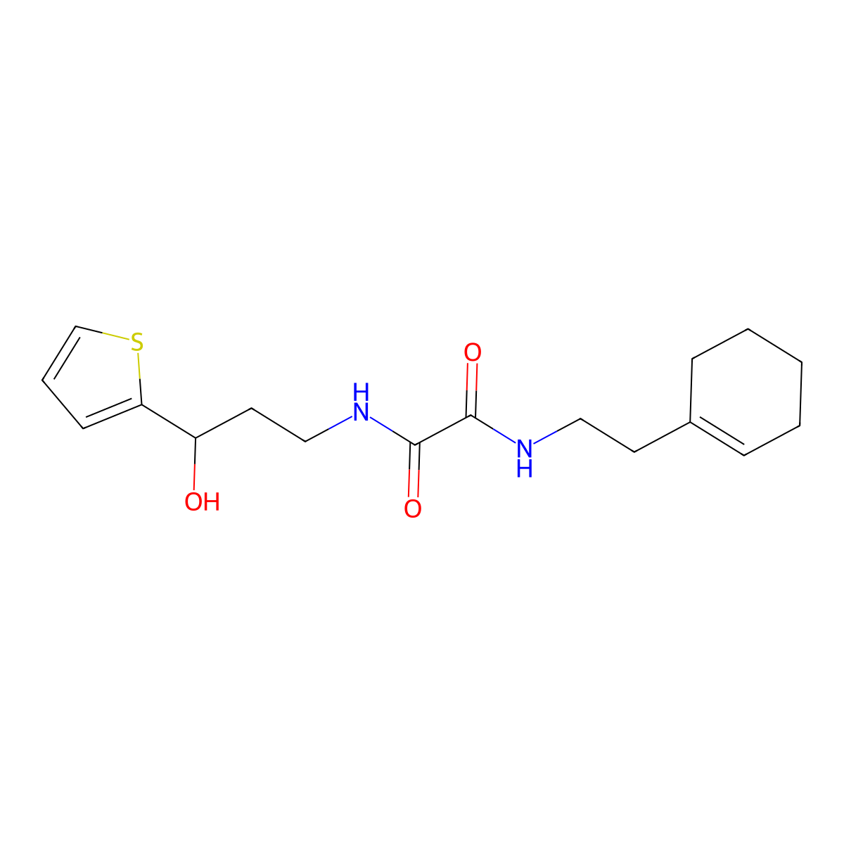 N1-(2-(cyclohex-1-en-1-yl)ethyl)-N2-(3-hydroxy-3-(thiophen-2-yl)propyl)oxalamide molecular structure, CAS 1421483-91-1