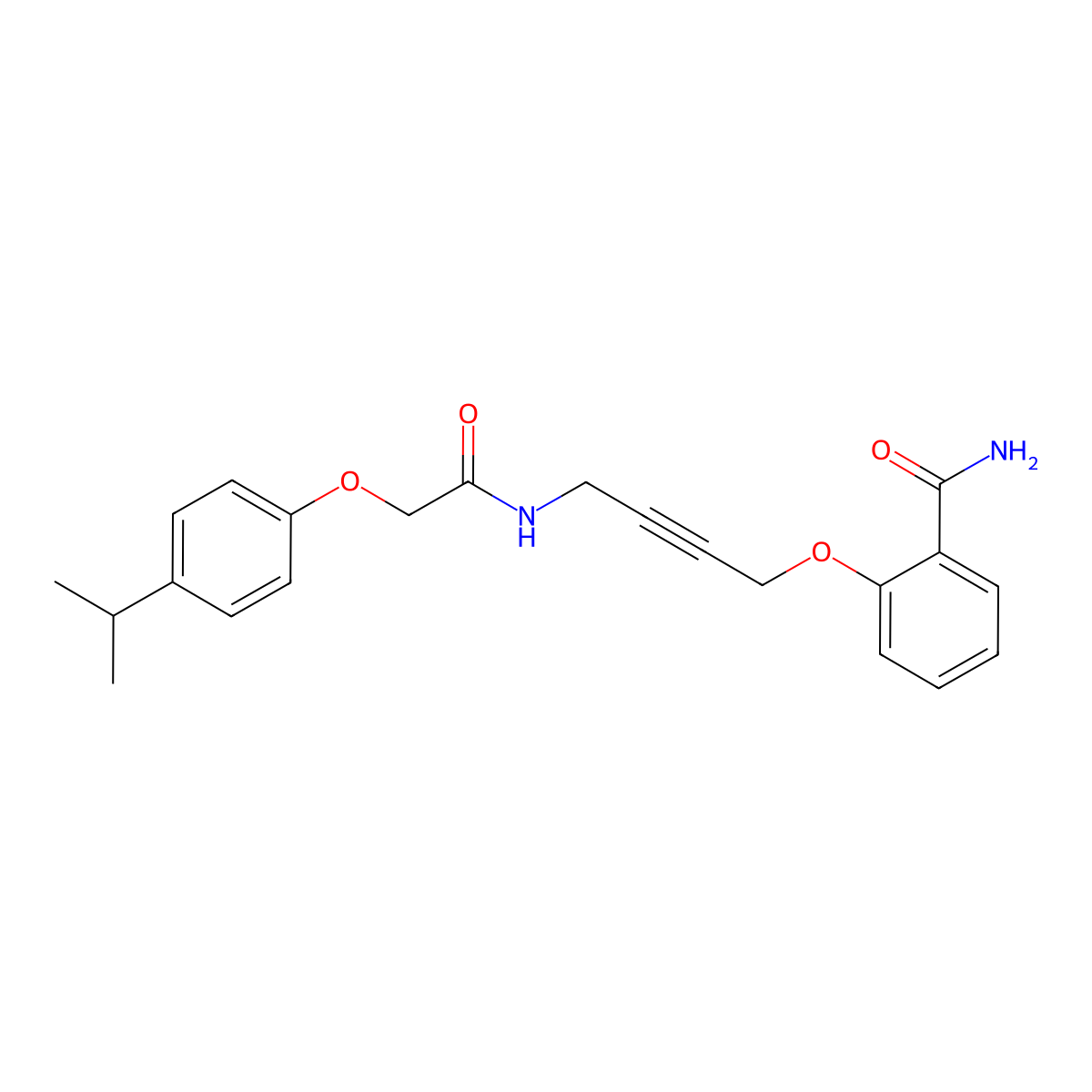 2-((4-(2-(4-Isopropylphenoxy)acetamido)but-2-yn-1-yl)oxy)benzamide molecular structure, CAS 1421484-19-6