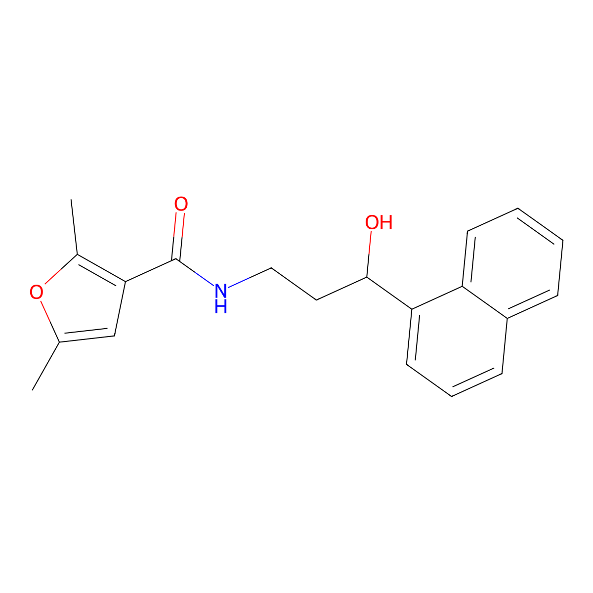 N-(3-hydroxy-3-(naphthalen-1-yl)propyl)-2,5-dimethylfuran-3-carboxamide molecular structure, CAS 1421484-20-9