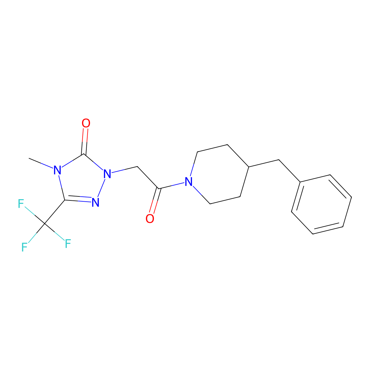 1-(2-(4-benzylpiperidin-1-yl)-2-oxoethyl)-4-methyl-3-(trifluoromethyl)-1H-1,2,4-triazol-5(4H)-one molecular structure, CAS 1421484-22-1