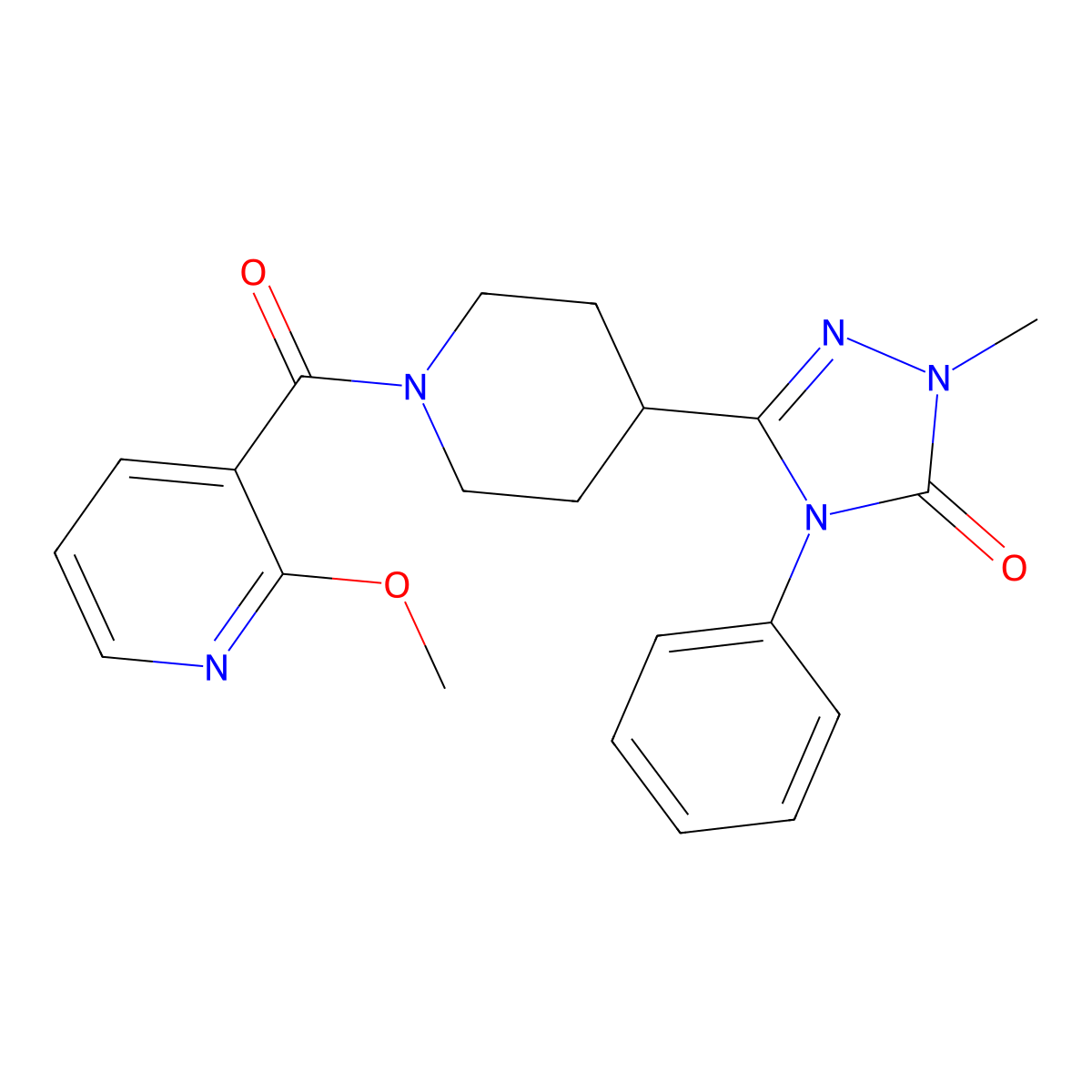 3-[1-(2-methoxypyridine-3-carbonyl)piperidin-4-yl]-1-methyl-4-phenyl-4,5-dihydro-1H-1,2,4-triazol-5-one molecular structure, CAS 1421484-26-5