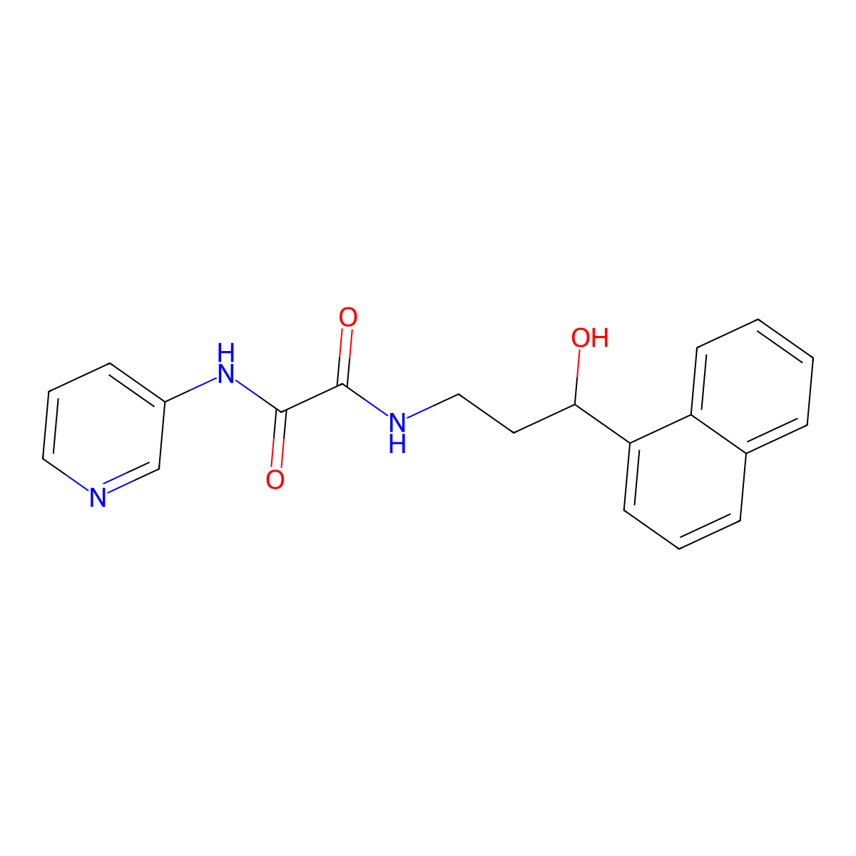 N1-(3-hydroxy-3-(naphthalen-1-yl)propyl)-N2-(pyridin-3-yl)oxalamide molecular structure, CAS 1421484-33-4