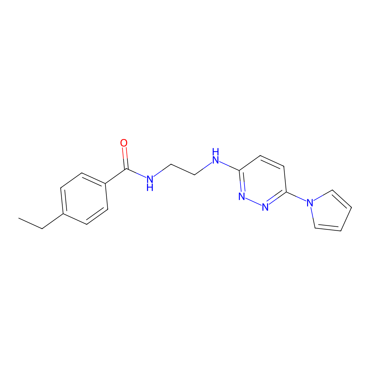 N-(2-((6-(1H-pyrrol-1-yl)pyridazin-3-yl)amino)ethyl)-4-ethylbenzamide molecular structure, CAS 1421484-37-8