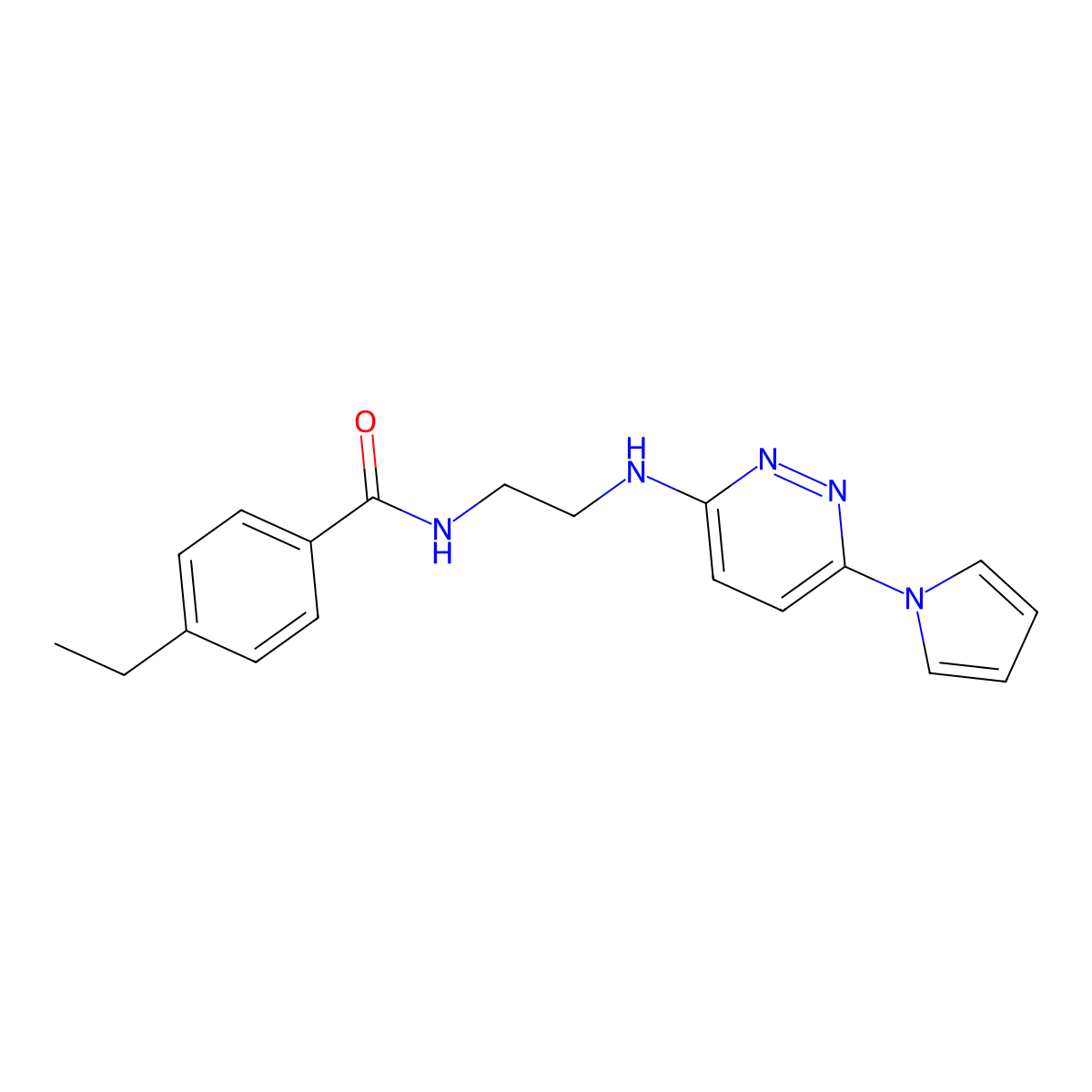 N-(2-((6-(1H-pyrrol-1-yl)pyridazin-3-yl)amino)ethyl)-4-ethylbenzamide molecular structure, CAS 1421484-37-8