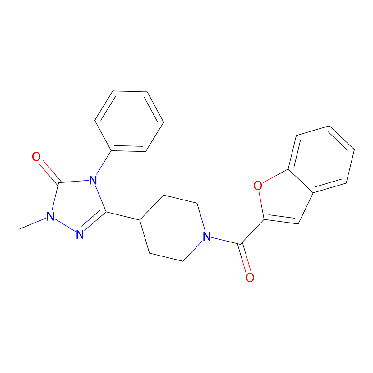 3-(1-(benzofuran-2-carbonyl)piperidin-4-yl)-1-methyl-4-phenyl-1H-1,2,4-triazol-5(4H)-one molecular structure, CAS 1421484-38-9
