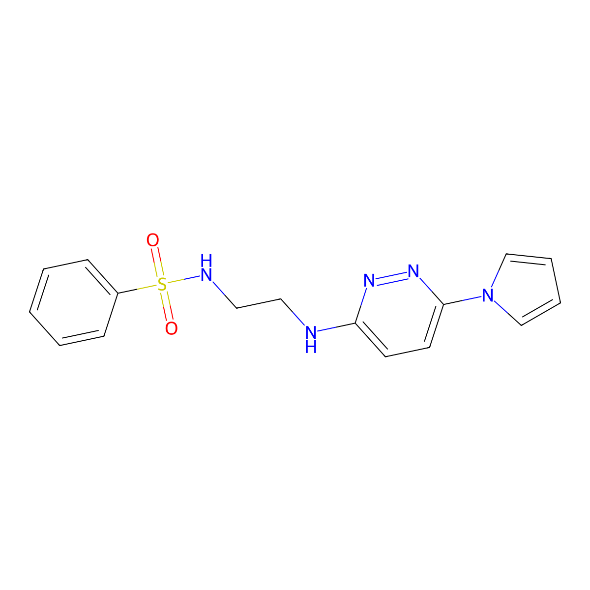 N-(2-((6-(1H-pyrrol-1-yl)pyridazin-3-yl)amino)ethyl)benzenesulfonamide molecular structure, CAS 1421484-46-9