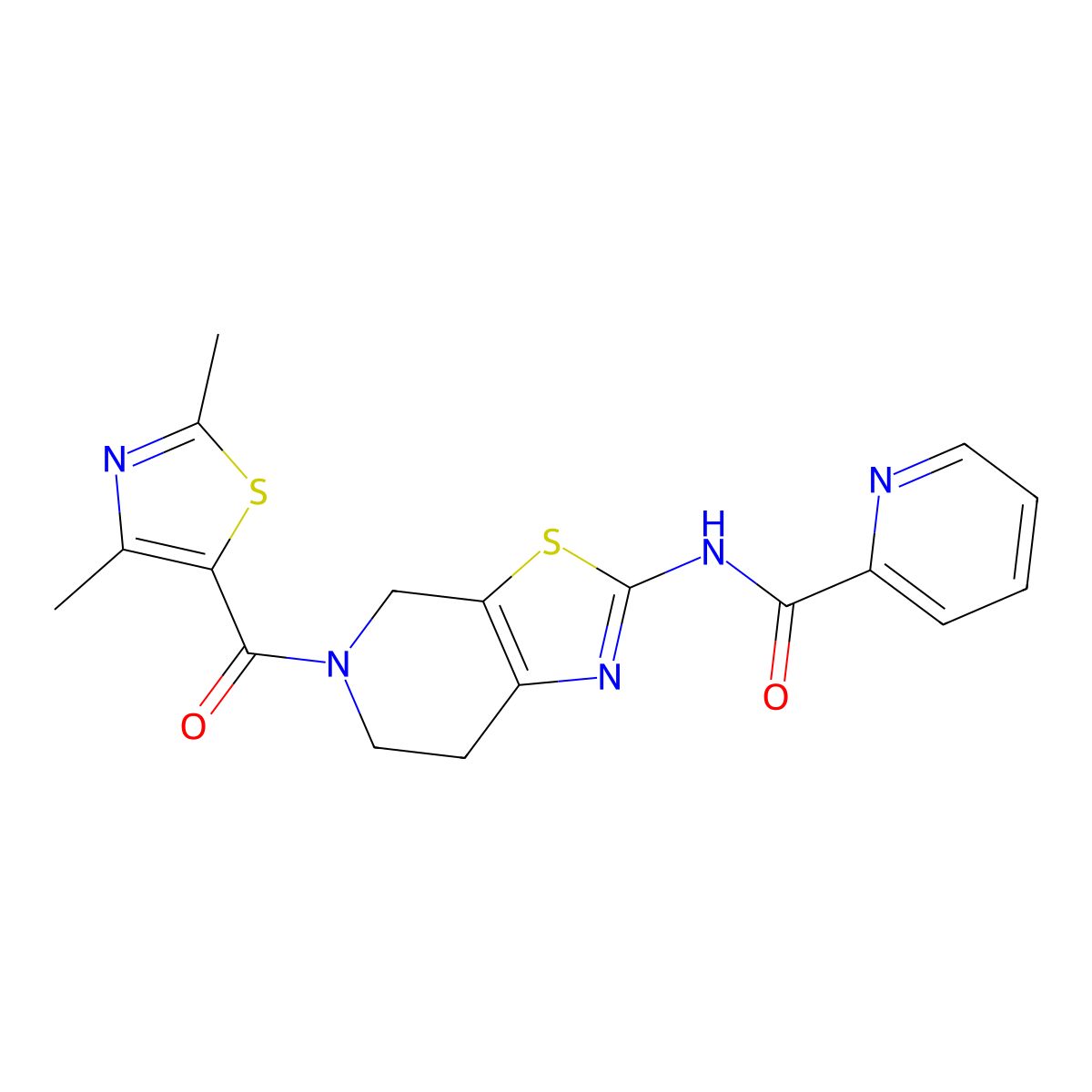 N-(5-(2,4-dimethylthiazole-5-carbonyl)-4,5,6,7-tetrahydrothiazolo[5,4-c]pyridin-2-yl)picolinamide molecular structure, CAS 1421484-53-8
