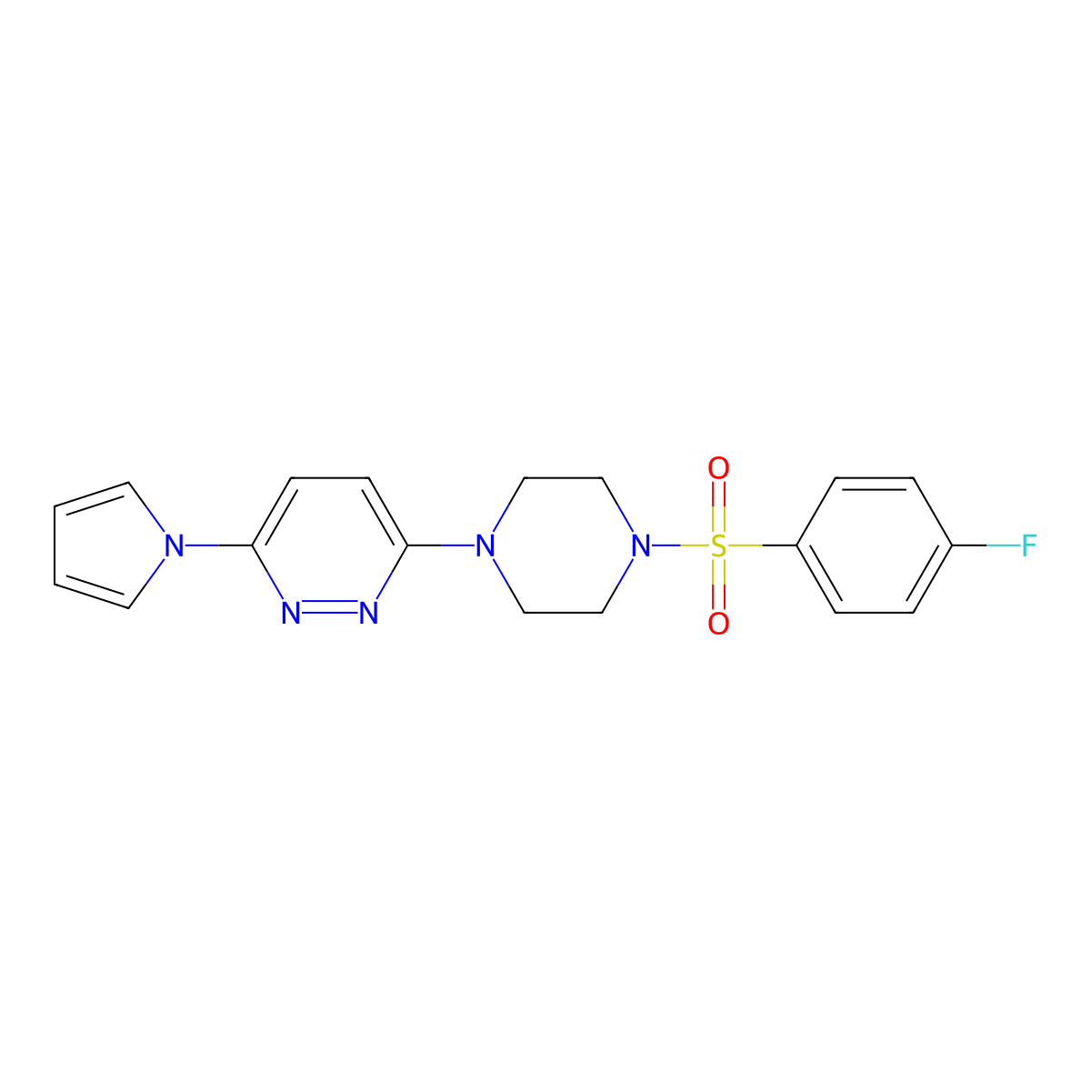 3-(4-((4-fluorophenyl)sulfonyl)piperazin-1-yl)-6-(1H-pyrrol-1-yl)pyridazine molecular structure, CAS 1421484-55-0