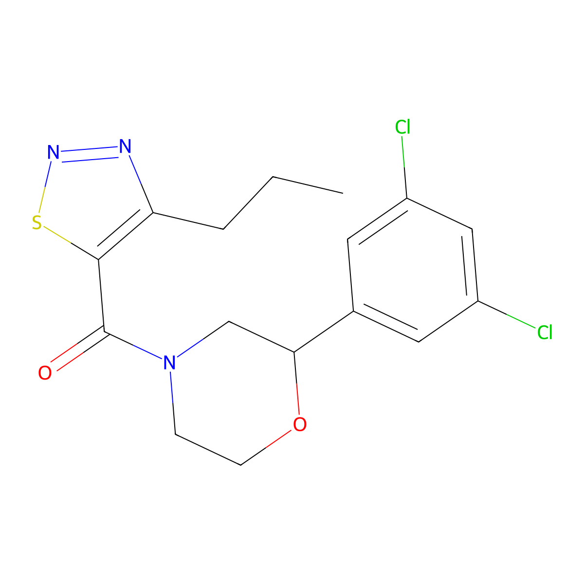 (2-(3,5-Dichlorophenyl)morpholino)(4-propyl-1,2,3-thiadiazol-5-yl)methanone molecular structure, CAS 1421484-56-1