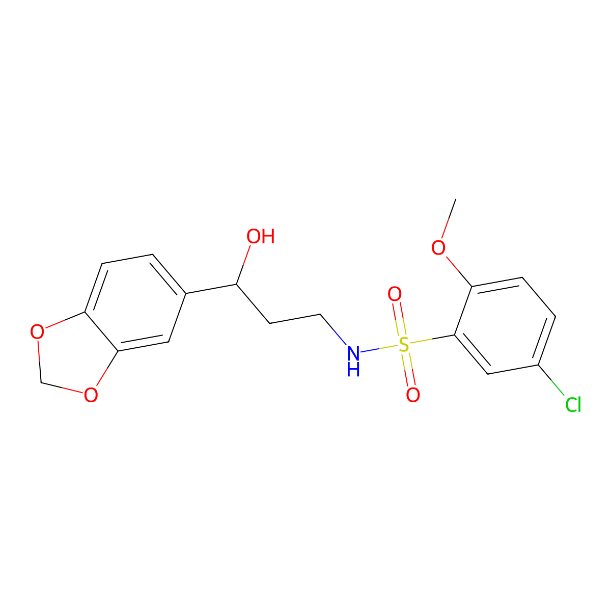N-(3-(benzo[d][1,3]dioxol-5-yl)-3-hydroxypropyl)-5-chloro-2-methoxybenzenesulfonamide molecular structure, CAS 1421484-57-2