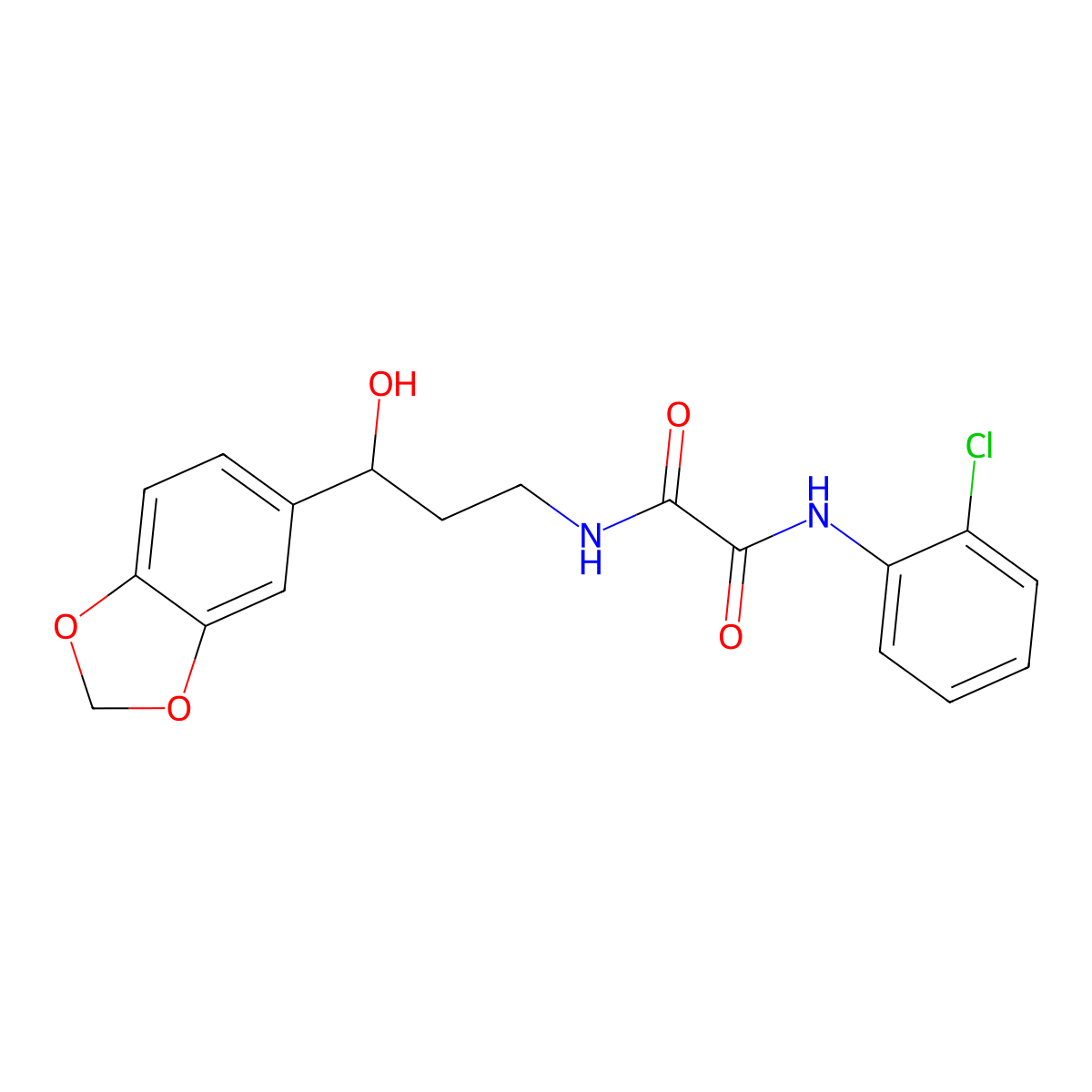 N1-(3-(benzo[d][1,3]dioxol-5-yl)-3-hydroxypropyl)-N2-(2-chlorophenyl)oxalamide molecular structure, CAS 1421484-70-9