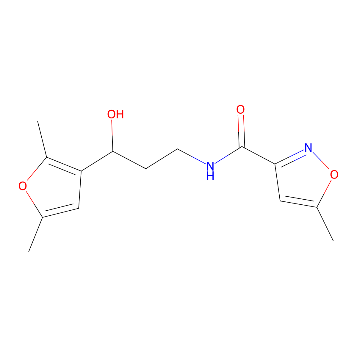 N-(3-(2,5-dimethylfuran-3-yl)-3-hydroxypropyl)-5-methylisoxazole-3-carboxamide molecular structure, CAS 1421484-81-2
