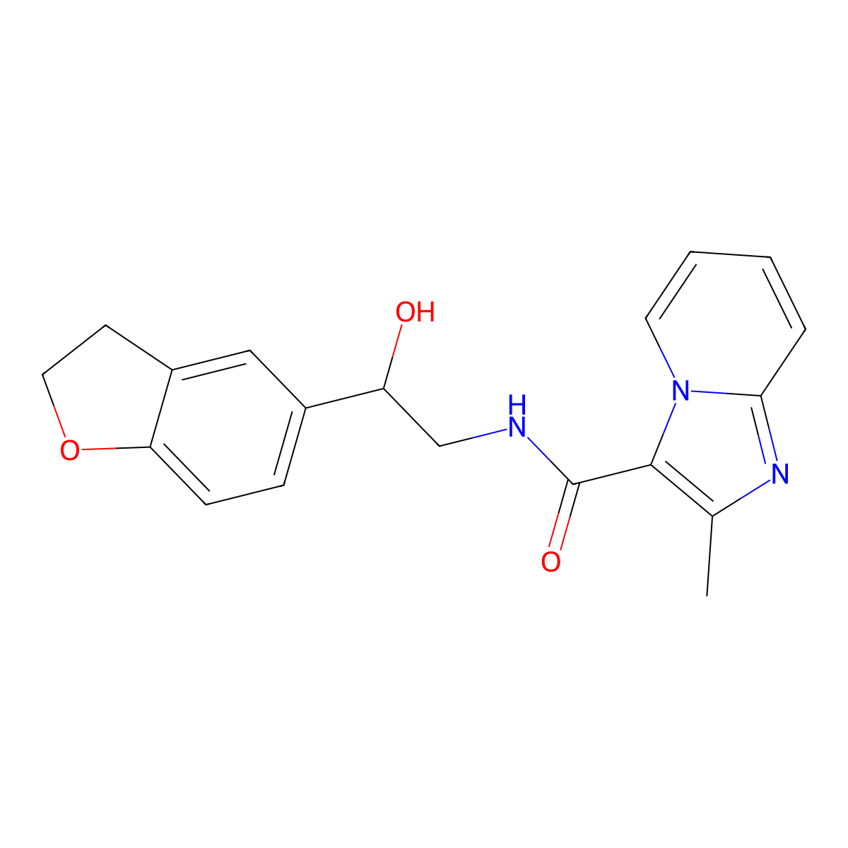 N-(2-(2,3-dihydrobenzofuran-5-yl)-2-hydroxyethyl)-2-methylimidazo[1,2-a]pyridine-3-carboxamide molecular structure, CAS 1421484-82-3