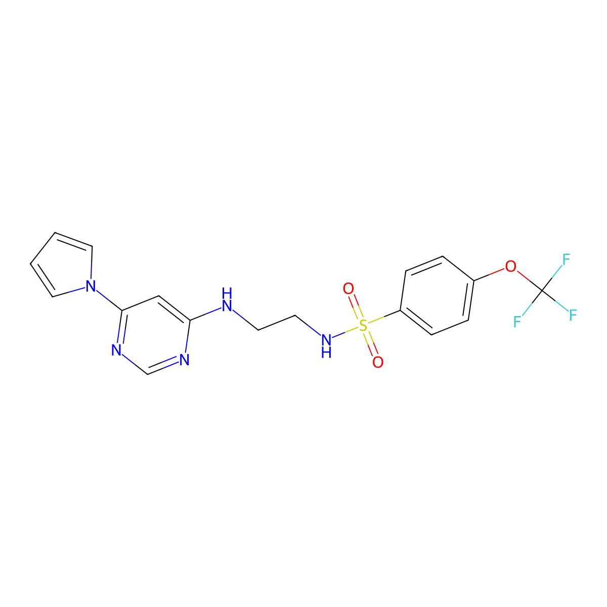 N-(2-((6-(1H-pyrrol-1-yl)pyrimidin-4-yl)amino)ethyl)-4-(trifluoromethoxy)benzenesulfonamide molecular structure, CAS 1421484-83-4