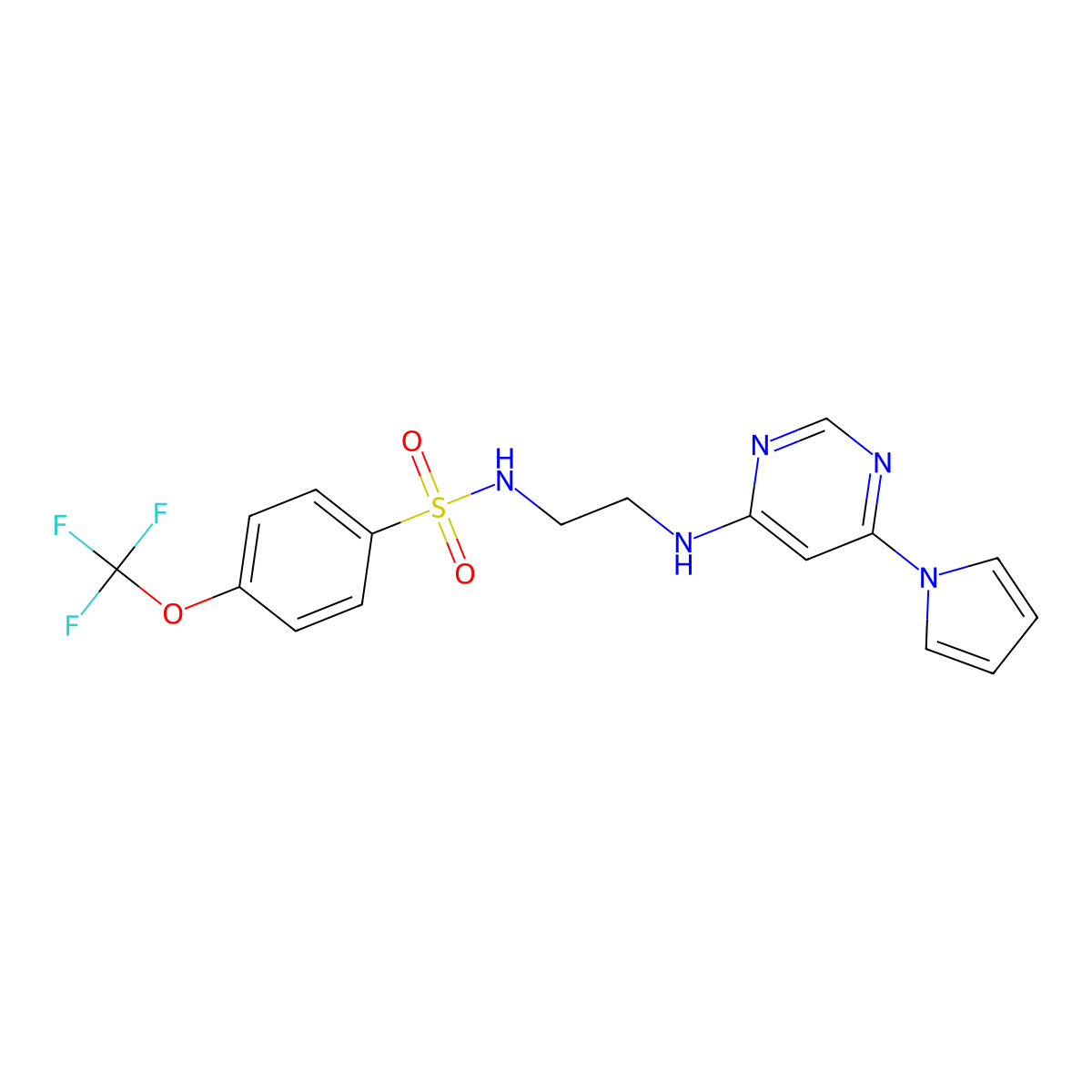 N-(2-((6-(1H-pyrrol-1-yl)pyrimidin-4-yl)amino)ethyl)-4-(trifluoromethoxy)benzenesulfonamide molecular structure, CAS 1421484-83-4