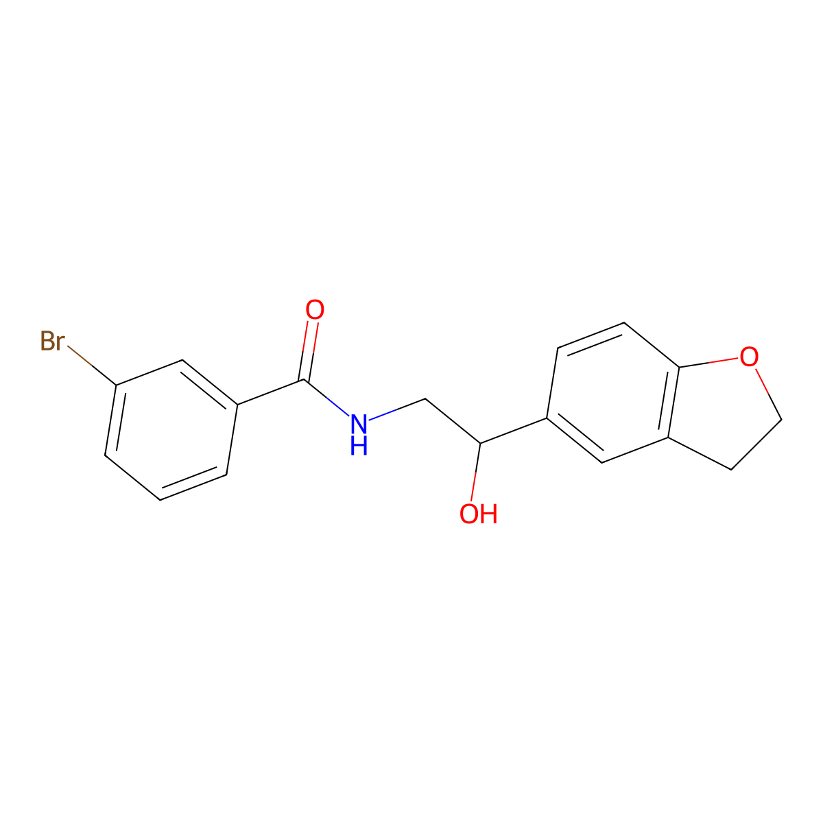 3-bromo-N-(2-(2,3-dihydrobenzofuran-5-yl)-2-hydroxyethyl)benzamide molecular structure, CAS 1421484-87-8