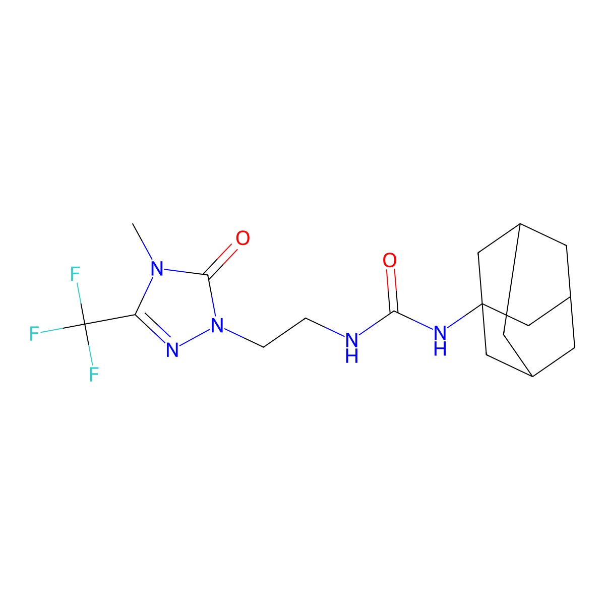 1-(adamantan-1-yl)-3-{2-[4-methyl-5-oxo-3-(trifluoromethyl)-4,5-dihydro-1H-1,2,4-triazol-1-yl]ethyl}urea molecular structure, CAS 1421484-90-3