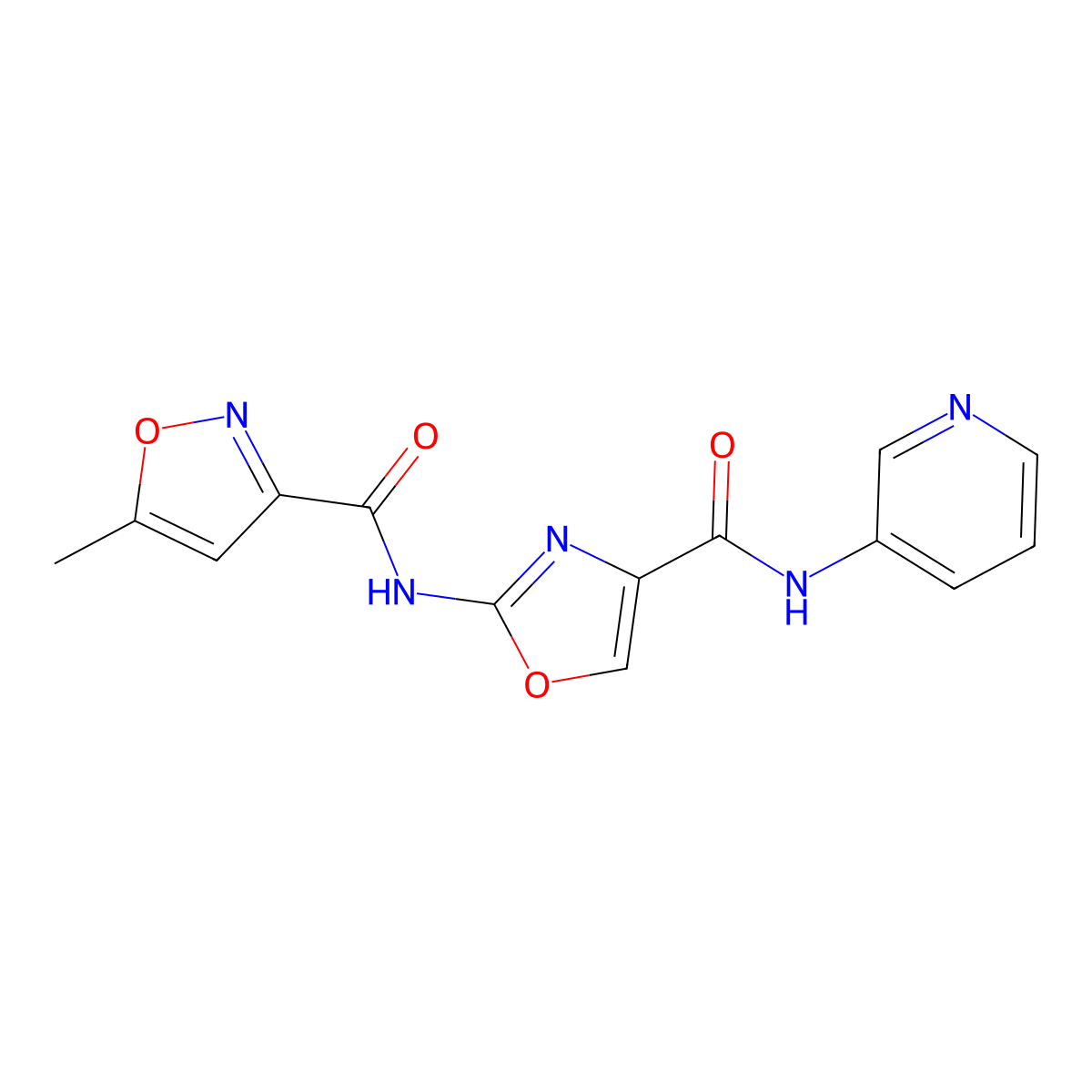 5-methyl-N-(4-(pyridin-3-ylcarbamoyl)oxazol-2-yl)isoxazole-3-carboxamide molecular structure, CAS 1421484-92-5