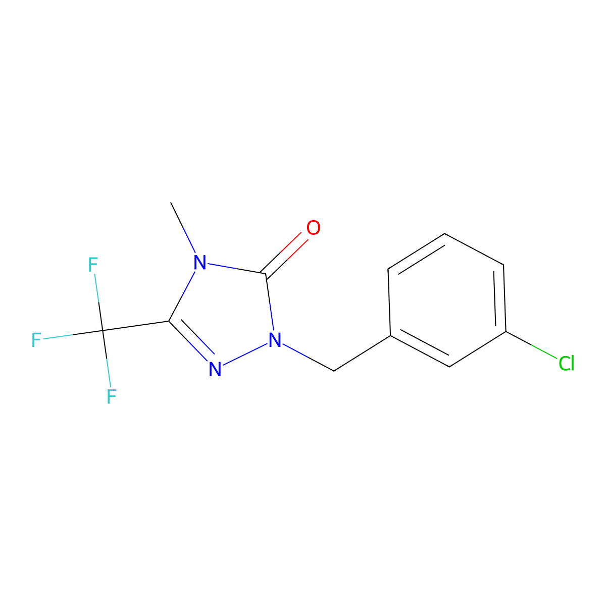 1-(3-chlorobenzyl)-4-methyl-3-(trifluoromethyl)-1H-1,2,4-triazol-5(4H)-one molecular structure, CAS 1421484-97-0