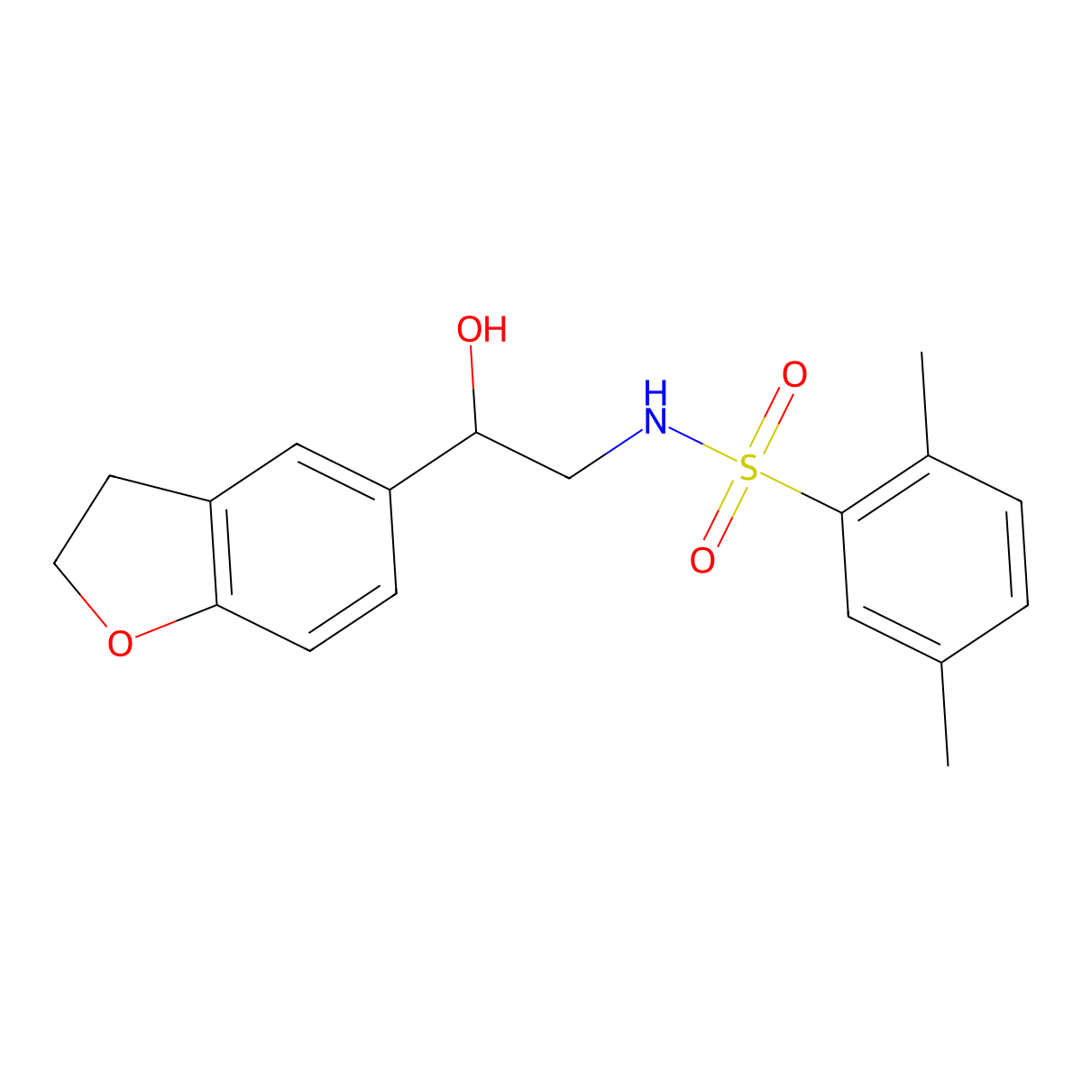 N-(2-(2,3-dihydrobenzofuran-5-yl)-2-hydroxyethyl)-2,5-dimethylbenzenesulfonamide molecular structure, CAS 1421484-98-1
