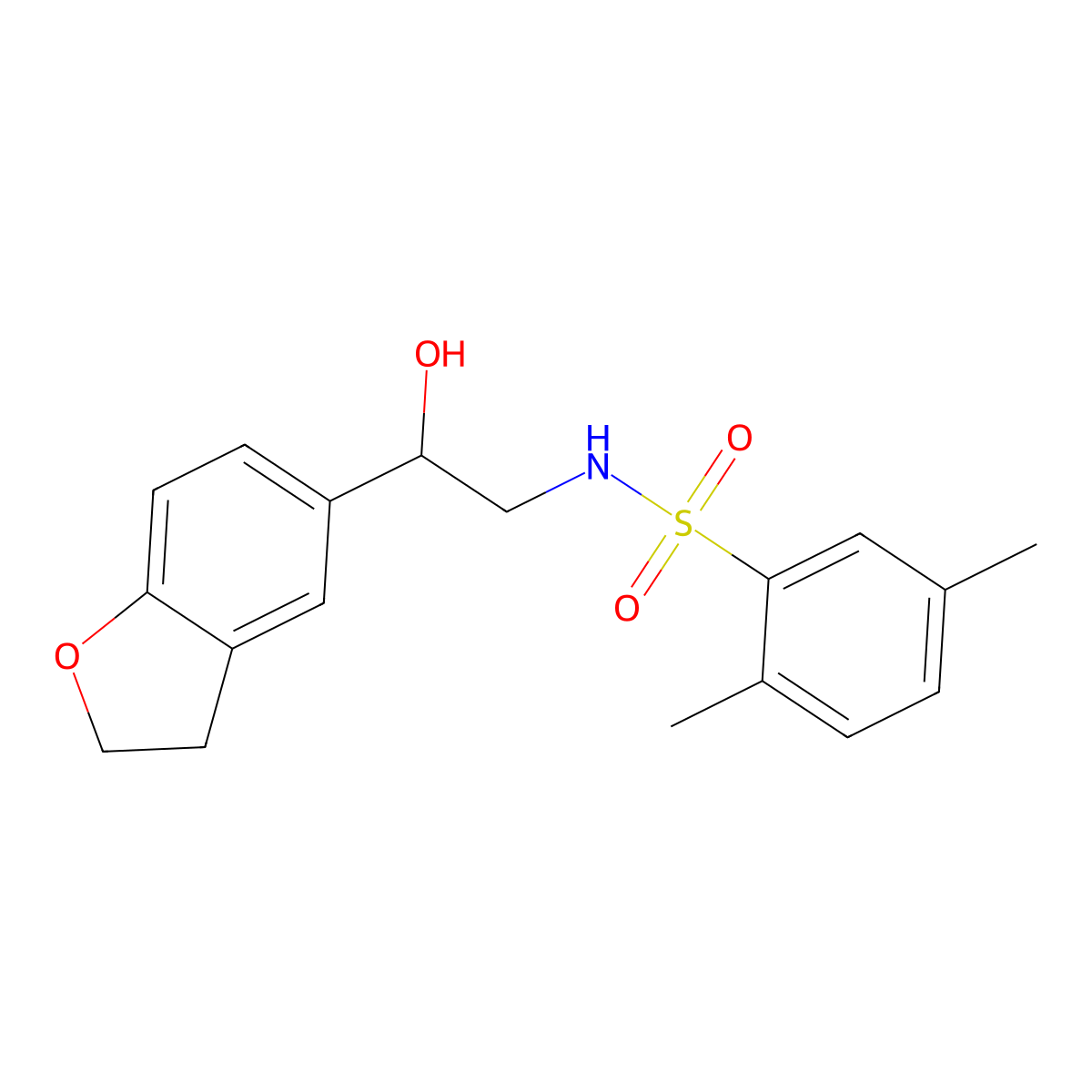 N-(2-(2,3-dihydrobenzofuran-5-yl)-2-hydroxyethyl)-2,5-dimethylbenzenesulfonamide molecular structure, CAS 1421484-98-1