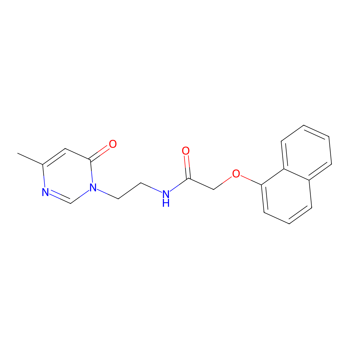 N-[2-(4-methyl-6-oxo-1,6-dihydropyrimidin-1-yl)ethyl]-2-(naphthalen-1-yloxy)acetamide molecular structure, CAS 1421485-00-8