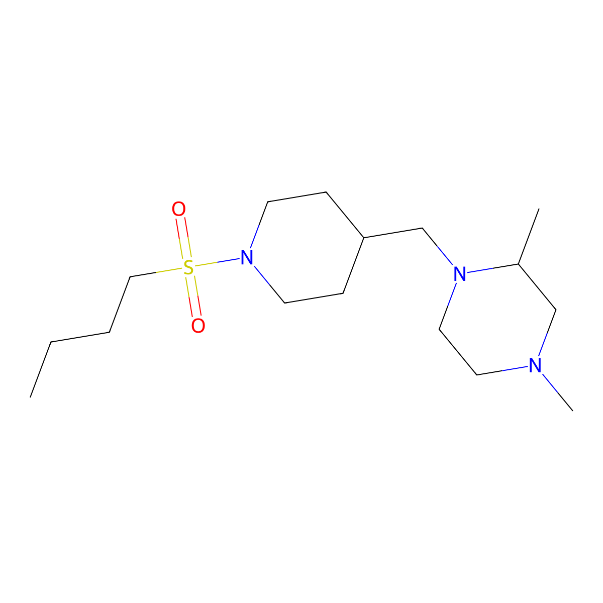 1-((1-(Butylsulfonyl)piperidin-4-yl)methyl)-2,4-dimethylpiperazine molecular structure, CAS 1421485-01-9