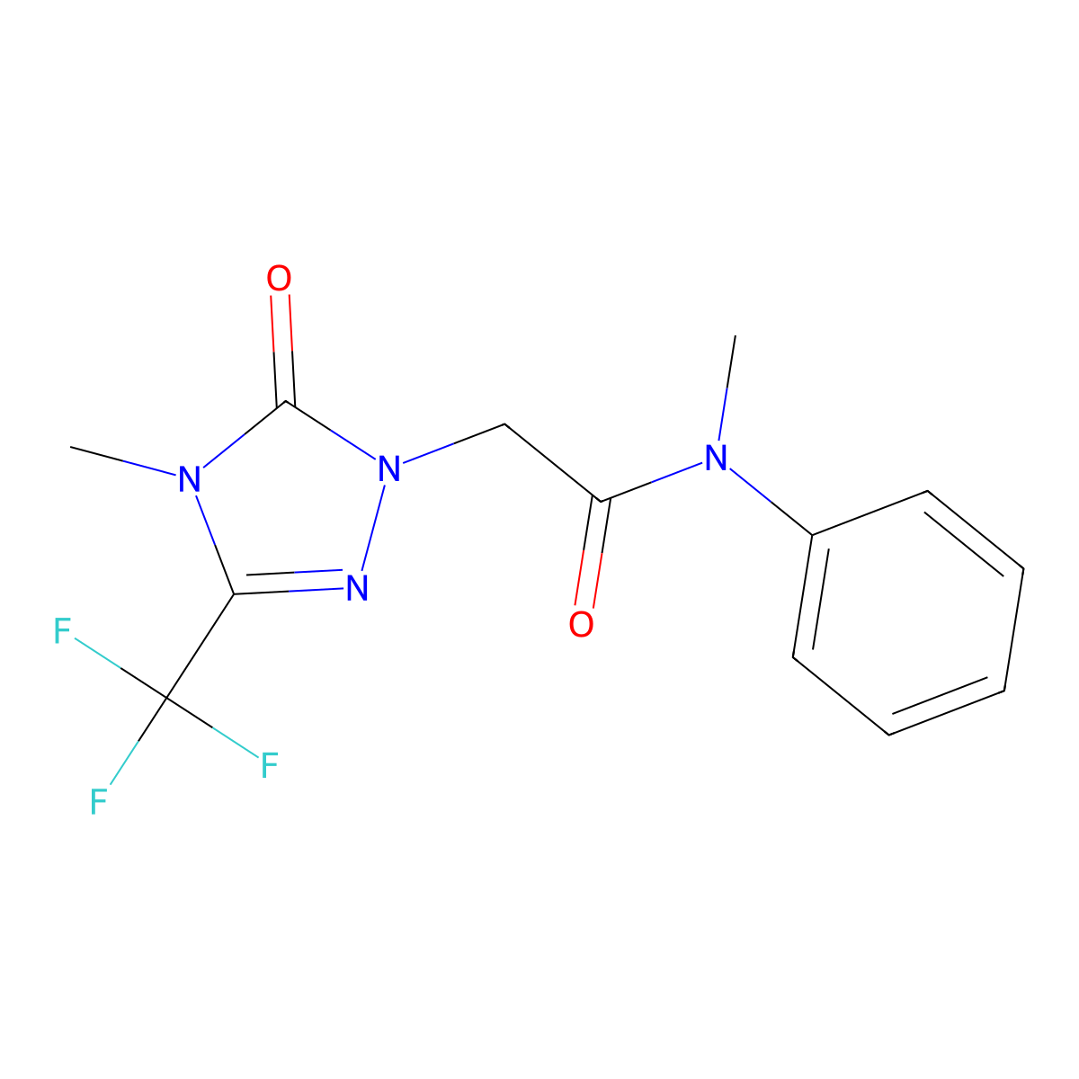N-methyl-2-(4-methyl-5-oxo-3-(trifluoromethyl)-4,5-dihydro-1H-1,2,4-triazol-1-yl)-N-phenylacetamide molecular structure, CAS 1421485-03-1