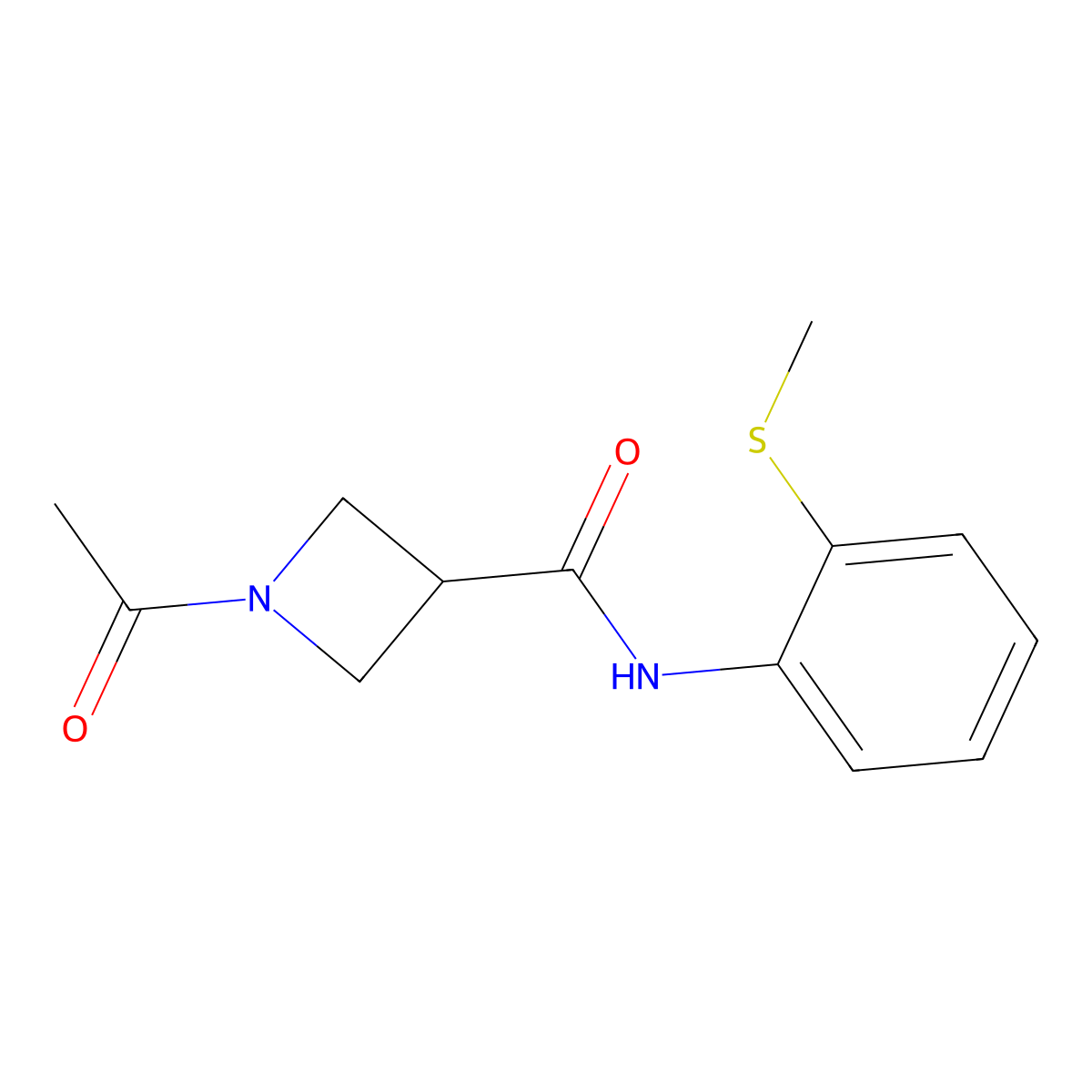 1-acetyl-N-(2-(methylthio)phenyl)azetidine-3-carboxamide molecular structure, CAS 1421485-08-6