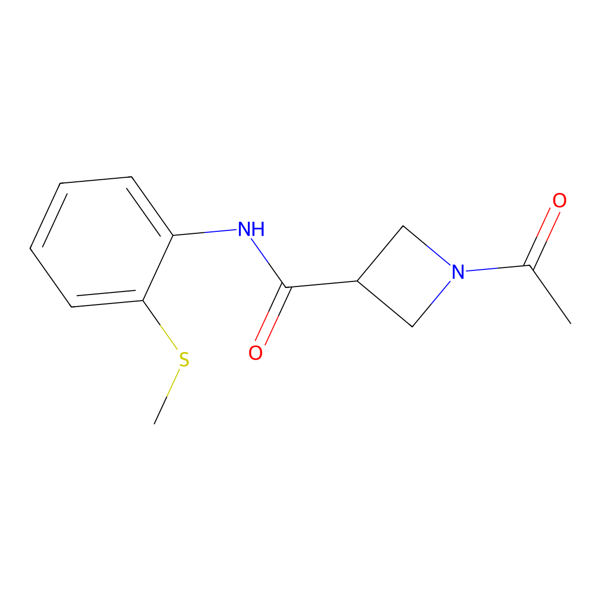 1-acetyl-N-(2-(methylthio)phenyl)azetidine-3-carboxamide molecular structure, CAS 1421485-08-6