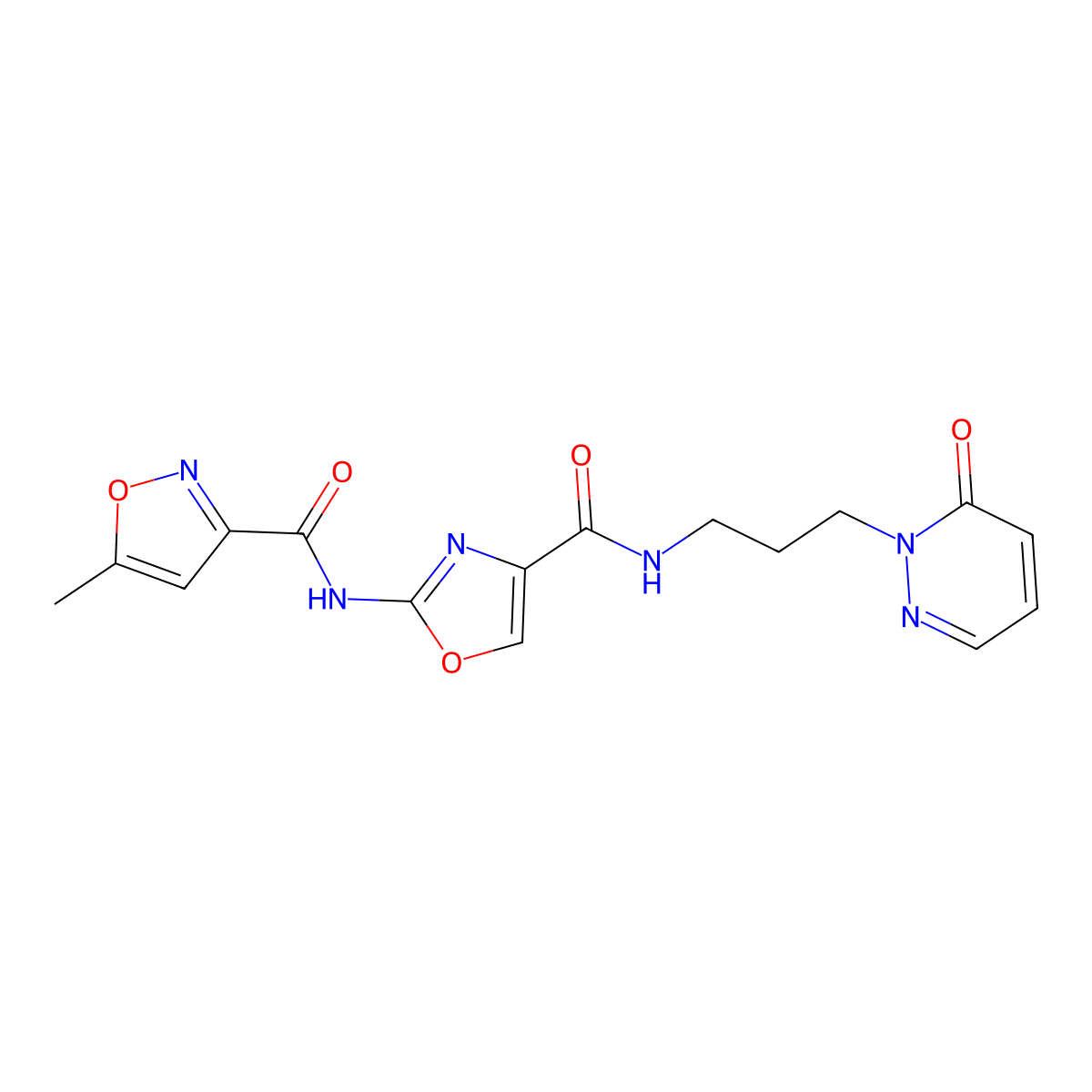 5-methyl-N-(4-((3-(6-oxopyridazin-1(6H)-yl)propyl)carbamoyl)oxazol-2-yl)isoxazole-3-carboxamide molecular structure, CAS 1421485-11-1