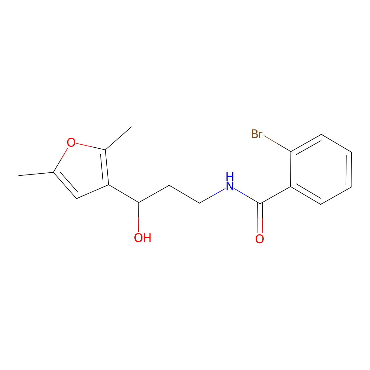 2-Bromo-N-[3-(2,5-dimethylfuran-3-YL)-3-hydroxypropyl]benzamide molecular structure, CAS 1421485-13-3