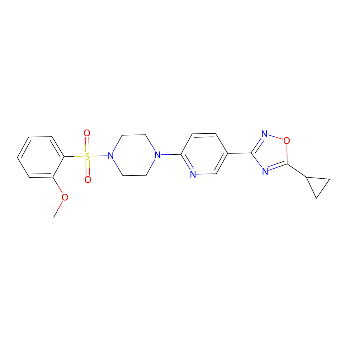 1-[5-(5-Cyclopropyl-1,2,4-oxadiazol-3-YL)pyridin-2-YL]-4-(2-methoxybenzenesulfonyl)piperazine molecular structure, CAS 1421485-15-5