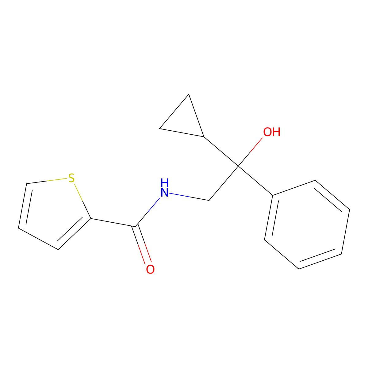 N-(2-cyclopropyl-2-hydroxy-2-phenylethyl)thiophene-2-carboxamide molecular structure, CAS 1421485-18-8