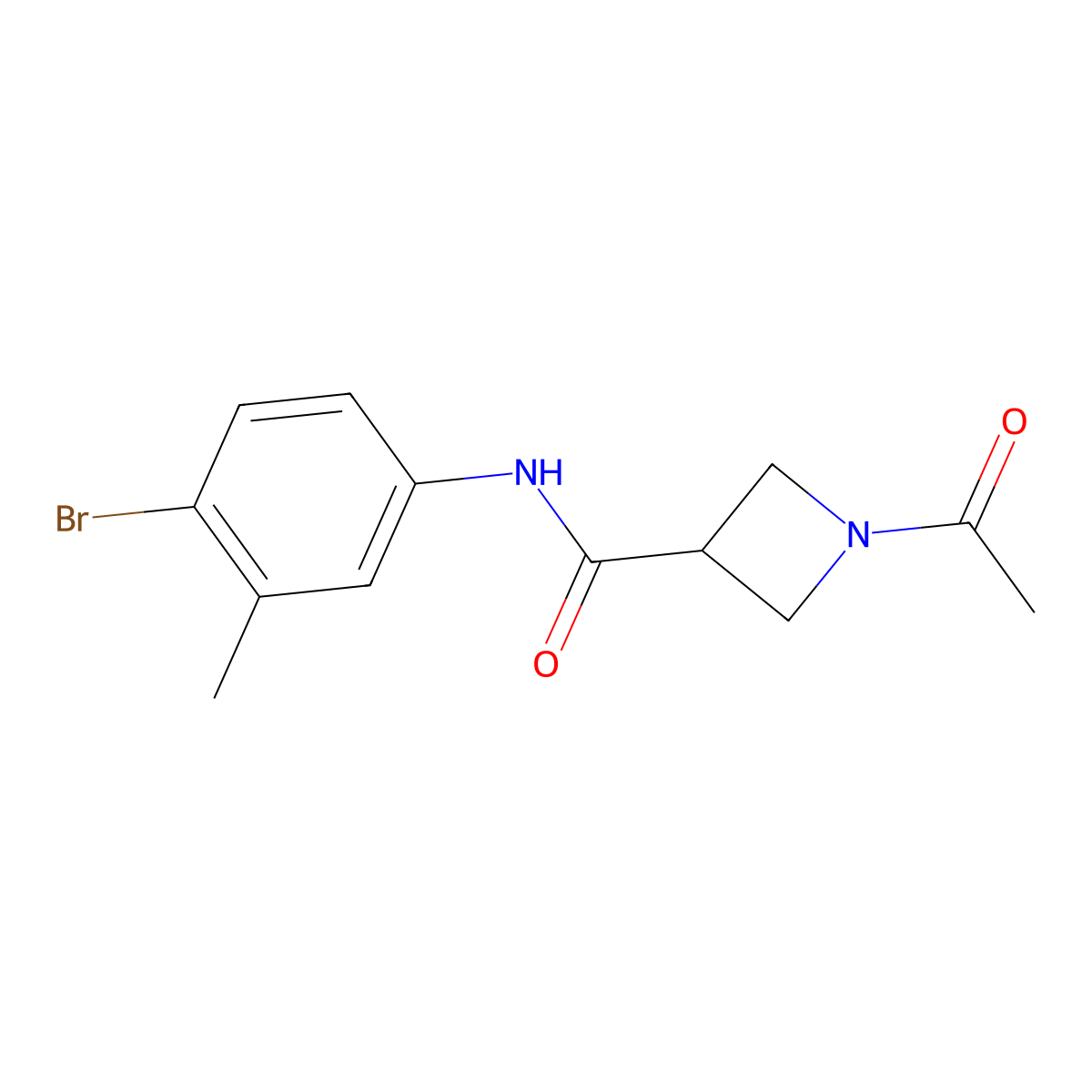 1-acetyl-N-(4-bromo-3-methylphenyl)azetidine-3-carboxamide molecular structure, CAS 1421485-25-7