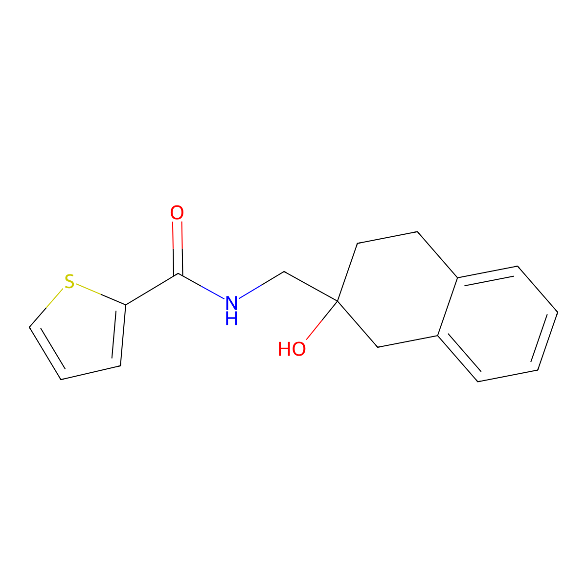N-((2-hydroxy-1,2,3,4-tetrahydronaphthalen-2-yl)methyl)thiophene-2-carboxamide molecular structure, CAS 1421485-29-1