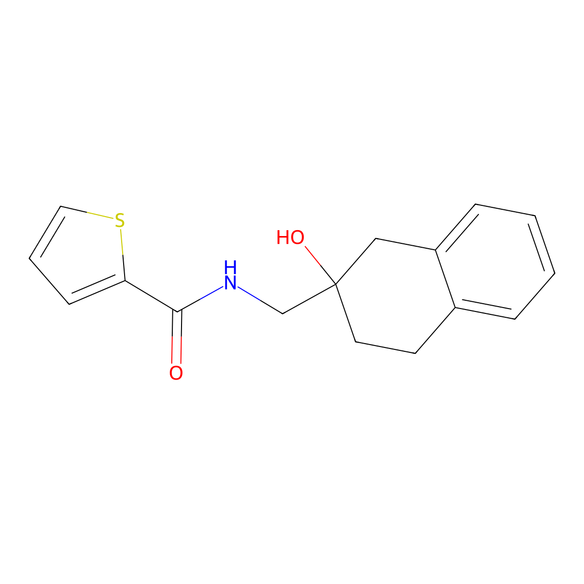 N-((2-hydroxy-1,2,3,4-tetrahydronaphthalen-2-yl)methyl)thiophene-2-carboxamide molecular structure, CAS 1421485-29-1