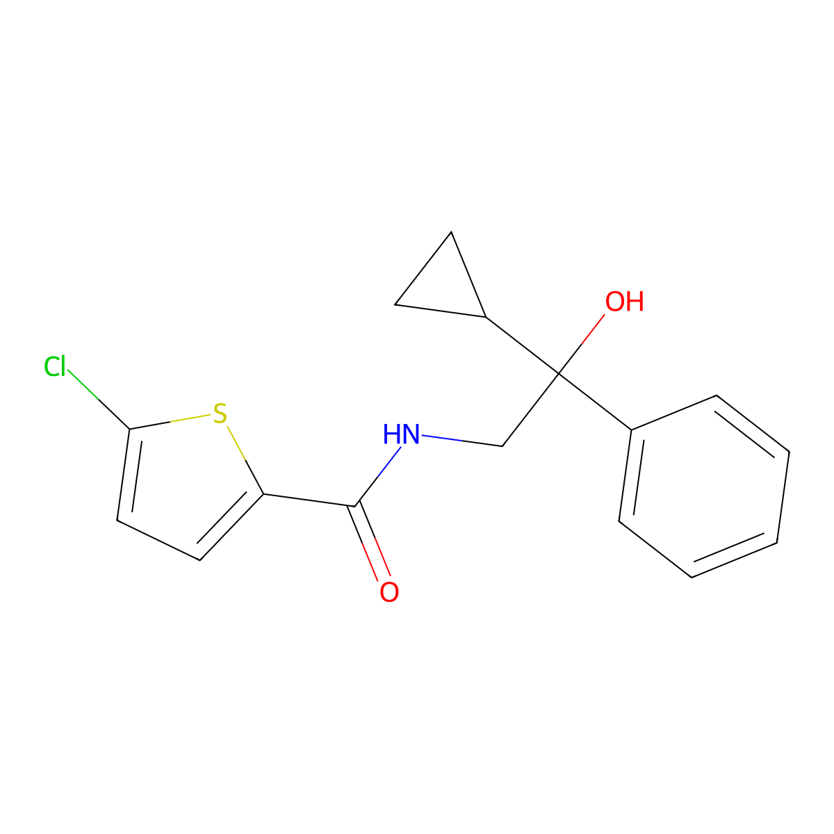 5-chloro-N-(2-cyclopropyl-2-hydroxy-2-phenylethyl)thiophene-2-carboxamide molecular structure, CAS 1421485-30-4