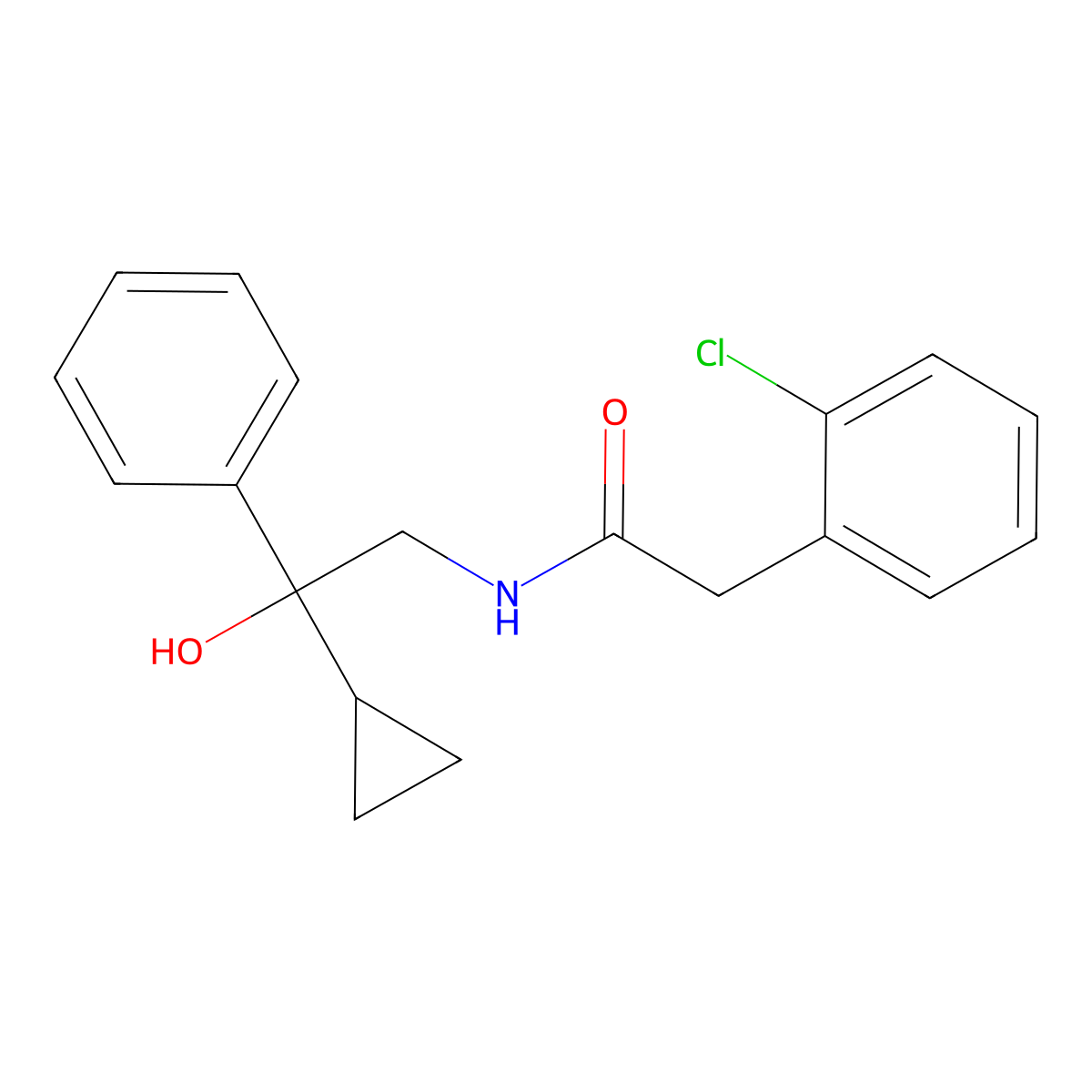 2-(2-chlorophenyl)-N-(2-cyclopropyl-2-hydroxy-2-phenylethyl)acetamide molecular structure, CAS 1421485-39-3