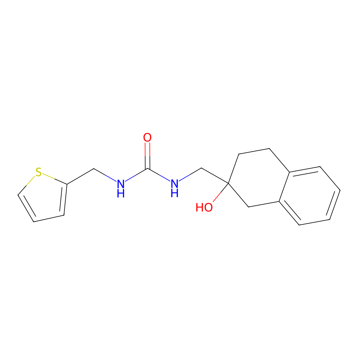 1-((2-Hydroxy-1,2,3,4-tetrahydronaphthalen-2-yl)methyl)-3-(thiophen-2-ylmethyl)urea molecular structure, CAS 1421485-44-0