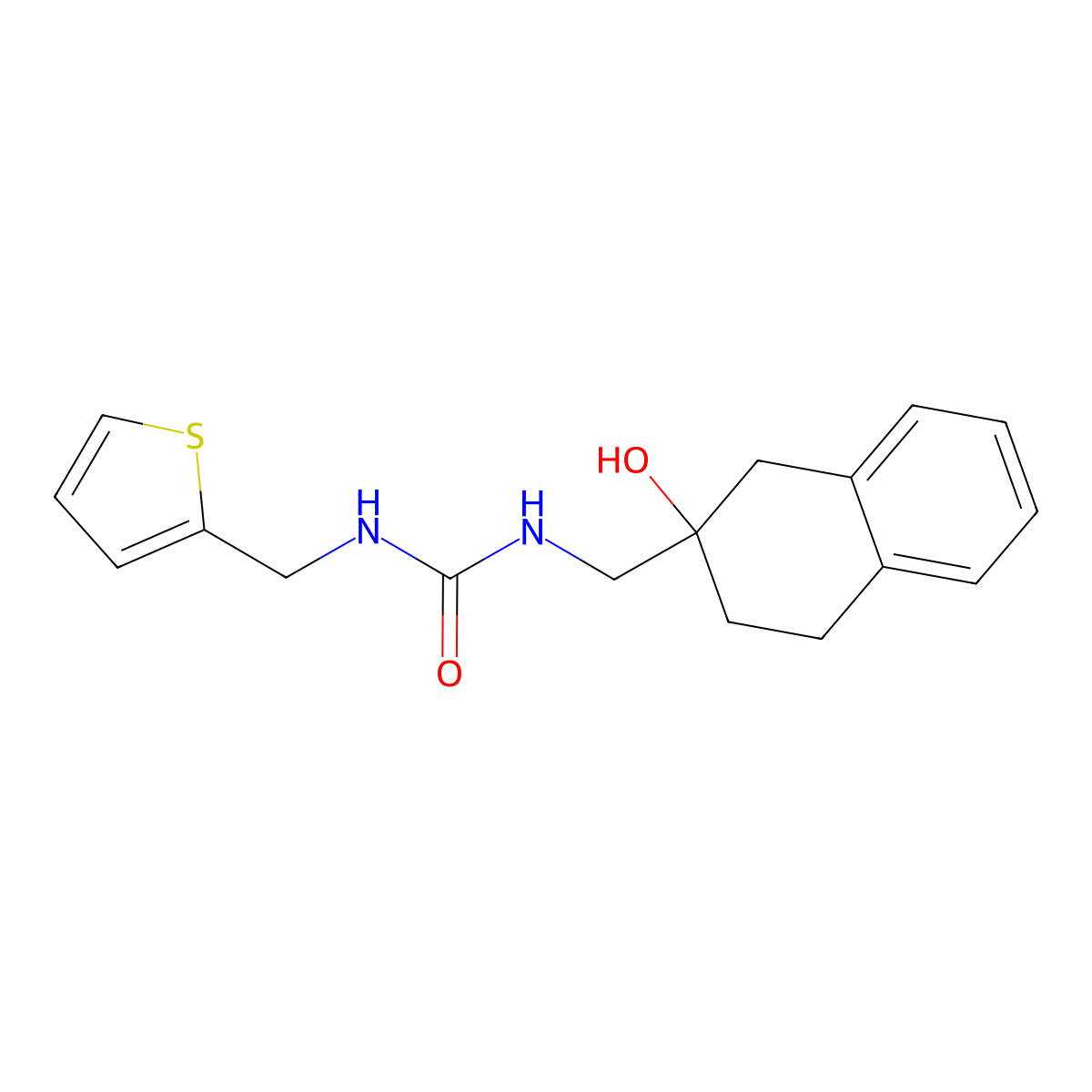 1-((2-Hydroxy-1,2,3,4-tetrahydronaphthalen-2-yl)methyl)-3-(thiophen-2-ylmethyl)urea molecular structure, CAS 1421485-44-0