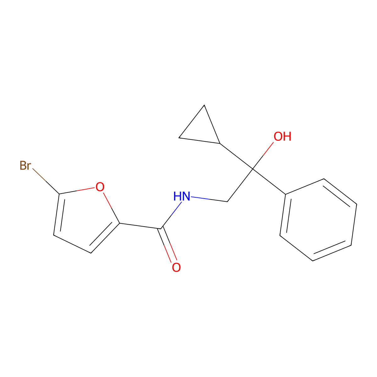 5-bromo-N-(2-cyclopropyl-2-hydroxy-2-phenylethyl)furan-2-carboxamide molecular structure, CAS 1421485-47-3